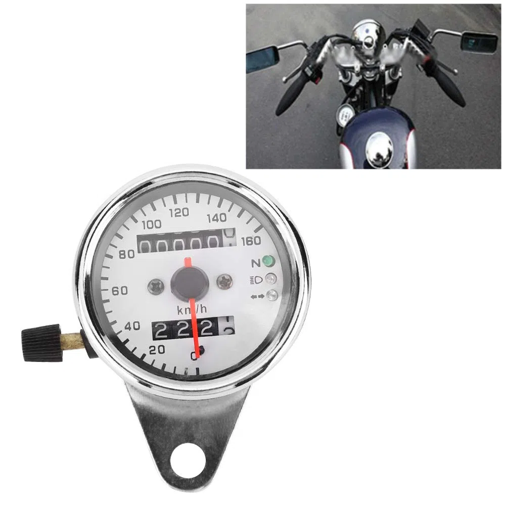 Tyenaza Odómetro de Motocicleta, Velocímetro de Motocicleta GPS LED Visión Nocturna Odómetro Digital Aleación de Aluminio 12V Medidor de Milla, para Automóviles, Motocicletas, Marine(Blanco)