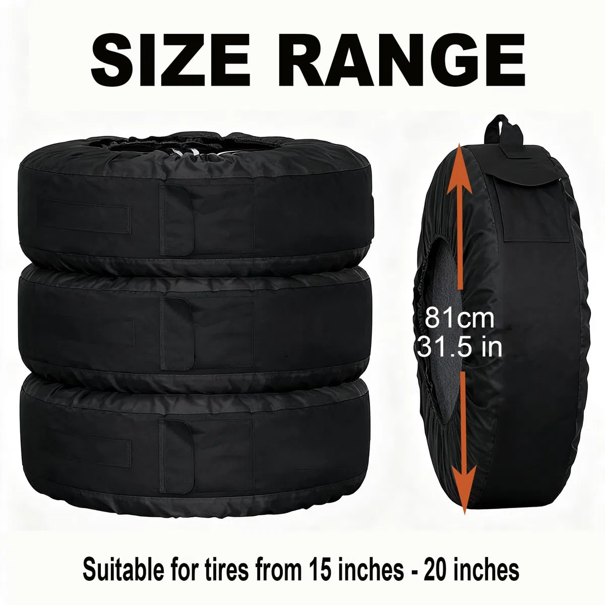 Juego de Bolsas para Neumáticos 15 a 20 Pulgadas, Funda Protectora para Neumáticos con 4 Almohadillas de Fieltro, Neumáticos de Coche, Impermeables, Antipolvo, Protección y Transporte