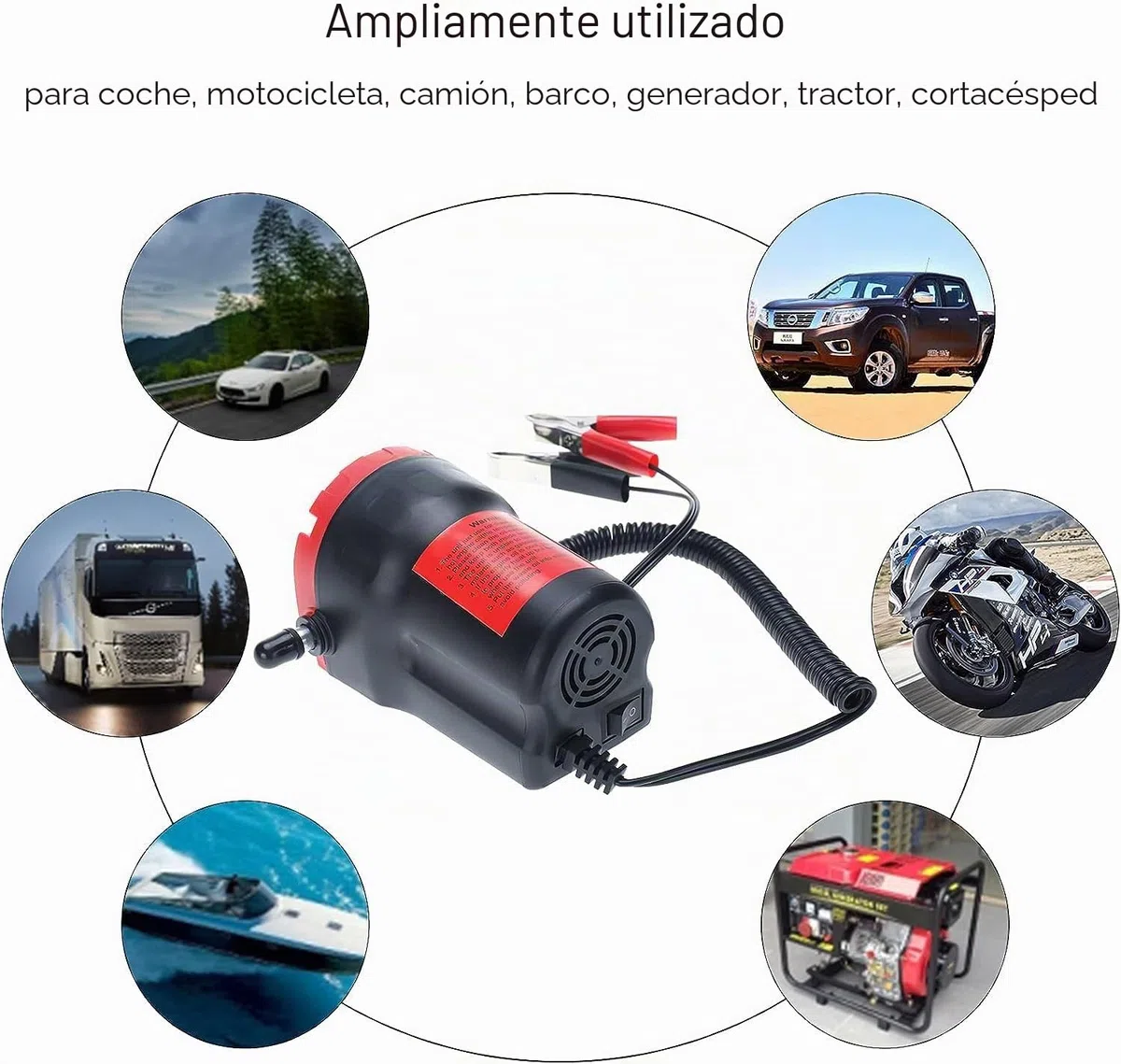 FreeTec 12V 60W Bomba extractora de aceite Diesel Bomba de aceite Bomba de combustible para cambio de aceite Aceite de motor Aceite de calefacción (Rojo)