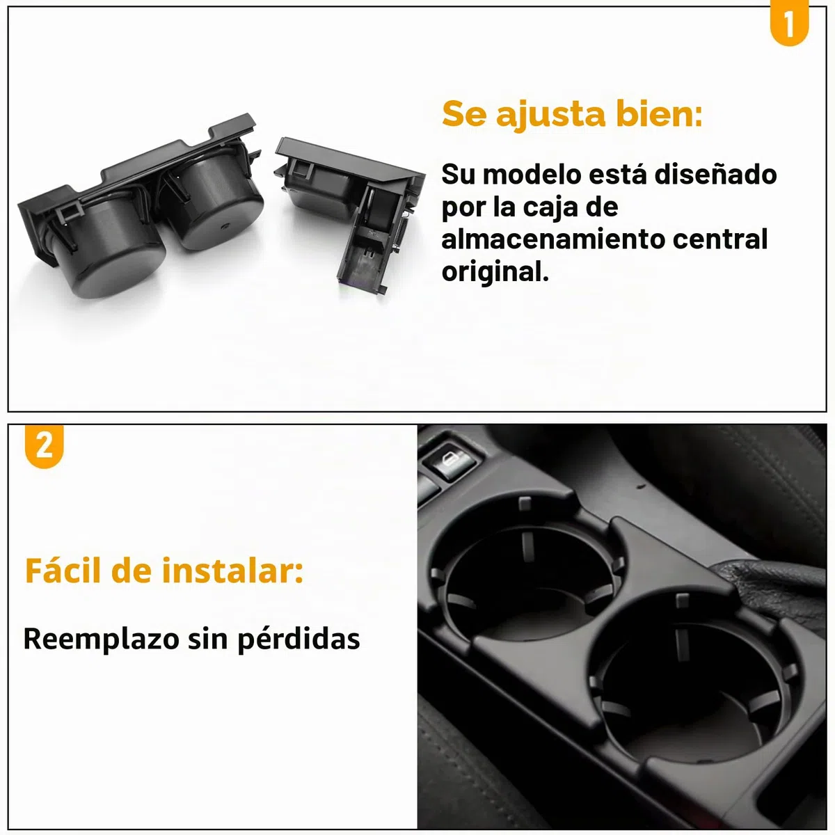 TTCR-II Compatible con Portavasos Coche BMW Serie 3 E46 1997-2006 Soporte Bebidas para Consola Central 3er 316i 318i 318d 320i 320d 323i 325i 325xi 328i 330i 330xi M3 (51168217953)-Negro
