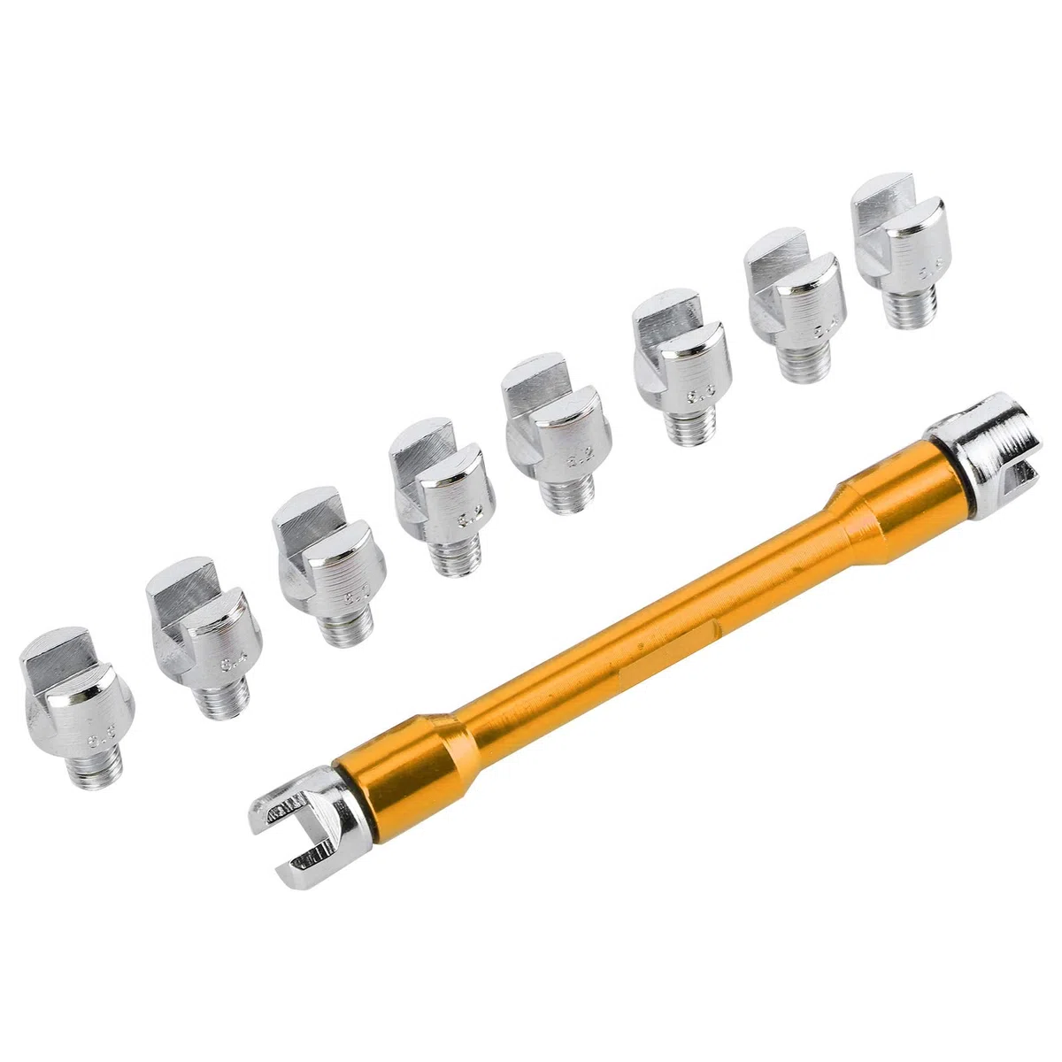 Llave de radios para motocicleta, juego de llaves CNC de 5,0 a 6,8, longitud 93 mm / 3,7 pulgadas para la mayoría de las motocicletas (dorado) C4t668