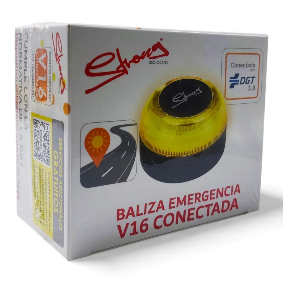 Strong Baliza V16 Emergencia Conectada Homologada DGT 3.0, Luz Emergencia Coche con Geolocalización, Visibilidad 1Km, 12 Años Conectividad
