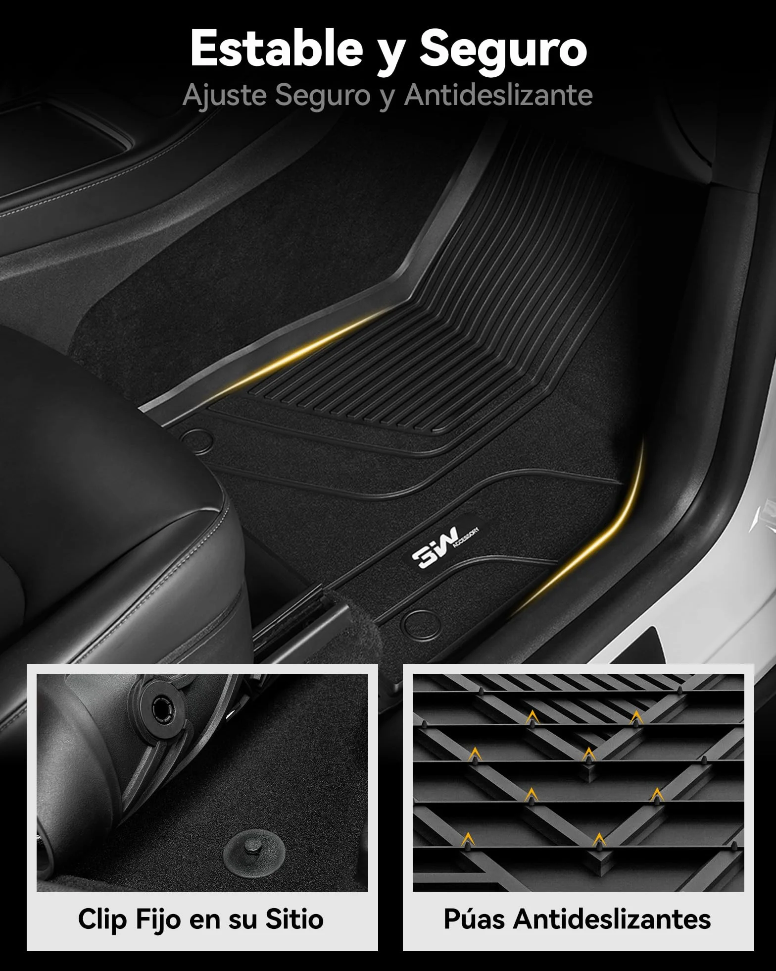 3W Juego Completo de Alfombrillas de Coche para Tesla Model 3 2021-2023, Admite Perros, TPE Alfombrillas para Todo Tipo de Clima, Antideslizante, Impermeable, Accesorios