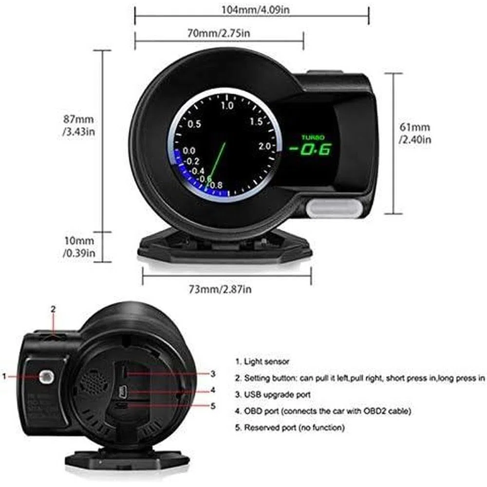 Riloer Herramienta de diagnóstico OBD2 con 6 modos de visualización de coche, velocímetro digital compatible con vehículos equipados con OBD-II