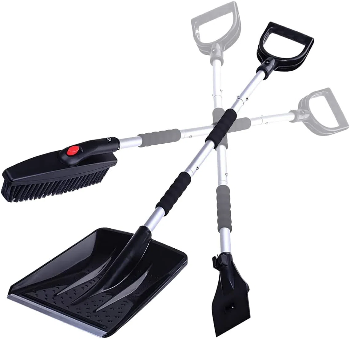 ZONETECH Kit de Cepillo de Nieve de Cabezales reemplazables 3 en 1, Pala portátil para Quitar Nieve, raspador de Hielo y Cepillo de Nieve para Coche