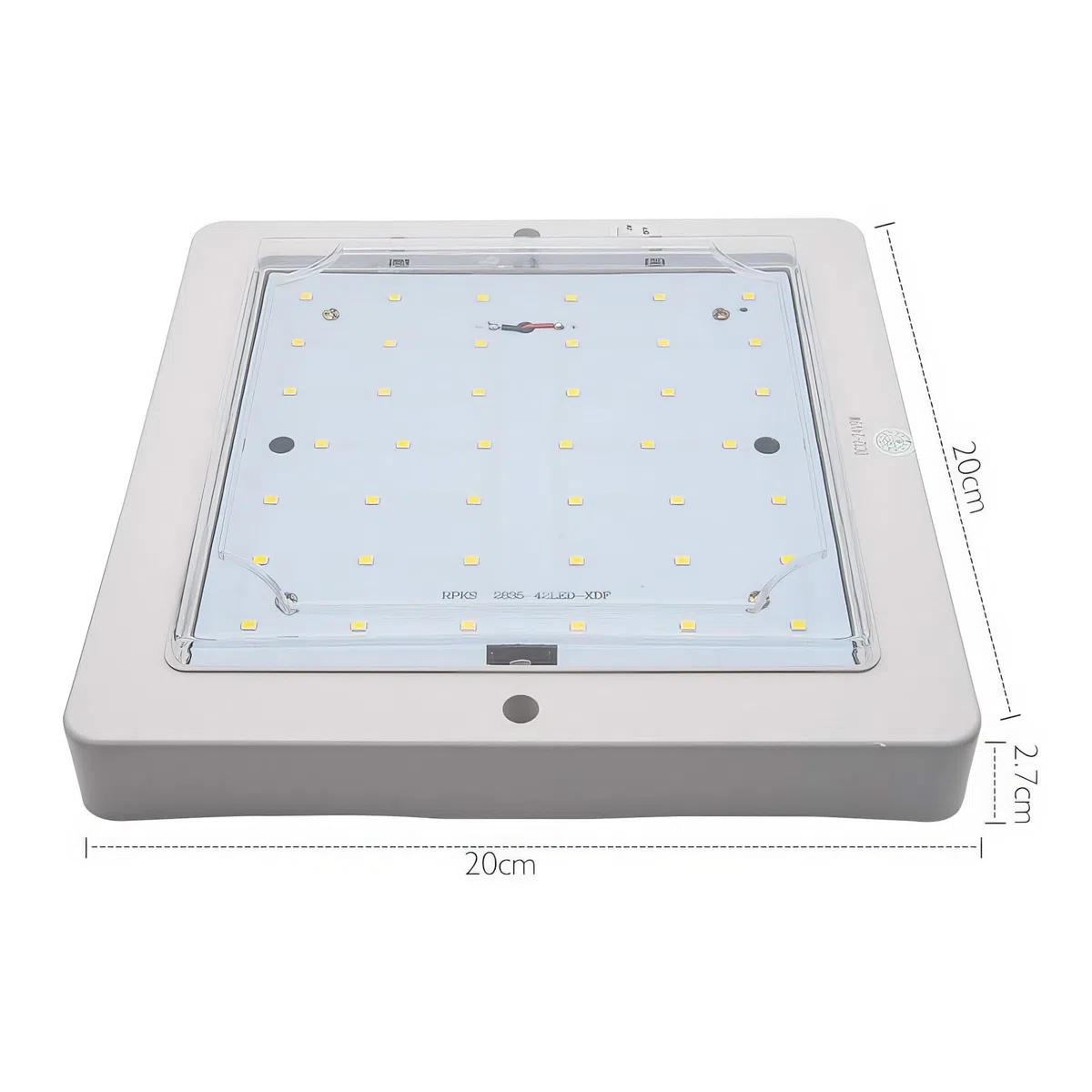 Baceyong Luz de techo cuadrado de, LED de 12-24V con ahorro de energía para autocaravana 9W para caravana, autocaravana, vehículo recreativo, bote, luz blanca de lámpara de techo