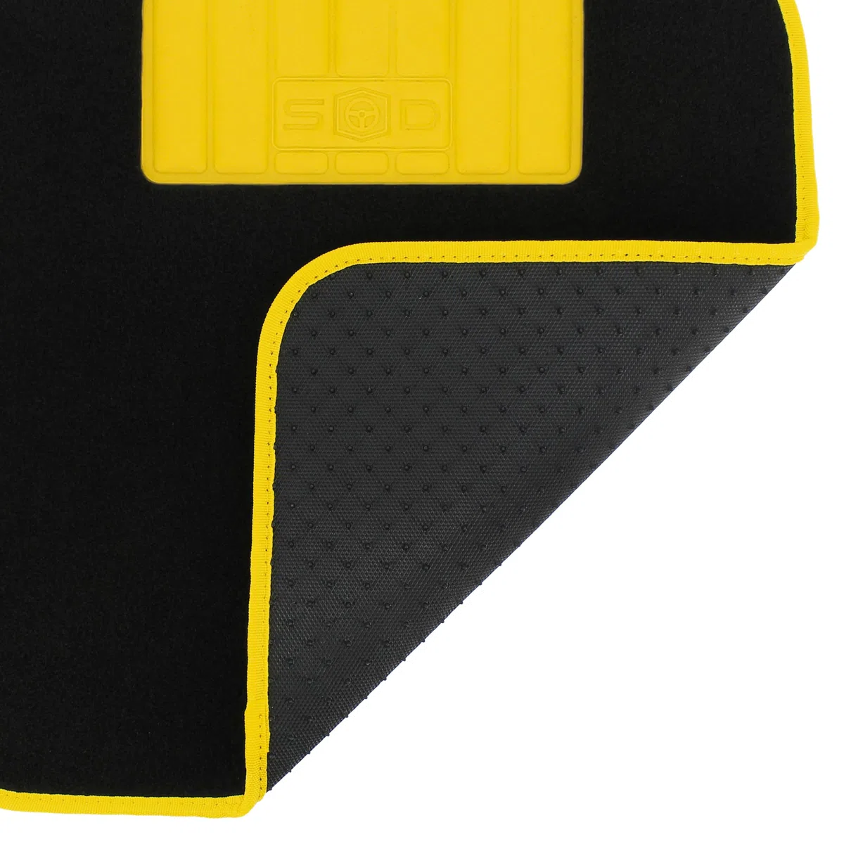 S SUMEX Alfombrillas de Moqueta Universales para Coche Alfombra con Talorena de Goma Borde Color Amarillo Alfombrillas Antideslizantes y Lavables Delanteras 45x65cm Traseras 44x33cm