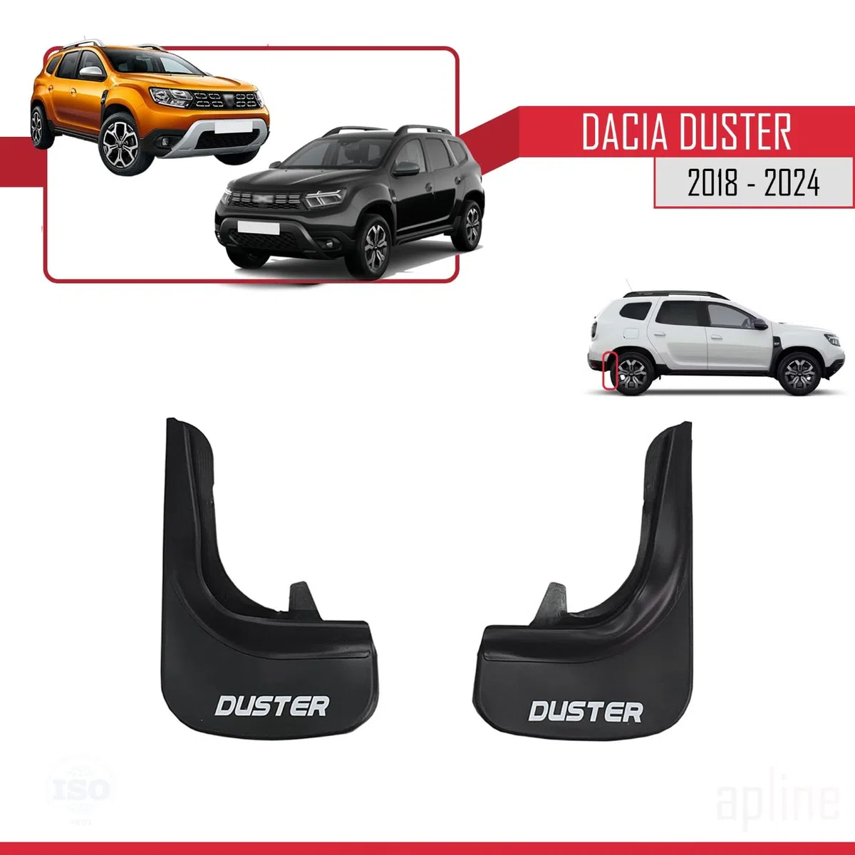 Compatible con Dacia Duster 2 (HM) 2018-2024 Guardabarros Vehículo Juego Delantero Trasero 4 Piezas Negro