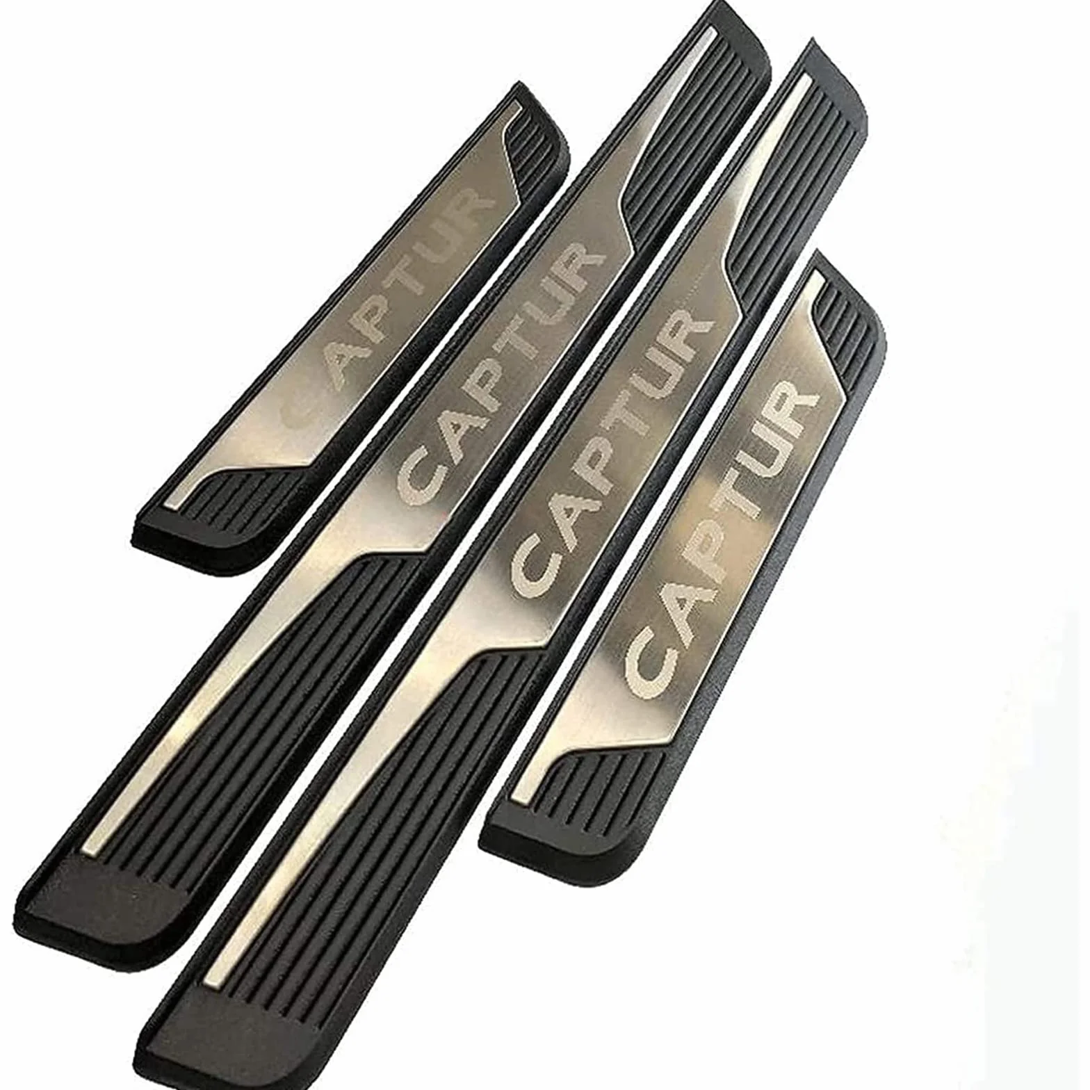 EAGLEG 4 Piezas Protector de Umbral de Puerta de Coche para REN-Ault Captur 2015-2020, Ajuste del Umbral del Pedal de Desgaste Placa de Protección Accesorios, Acero Inoxidable,Silver
