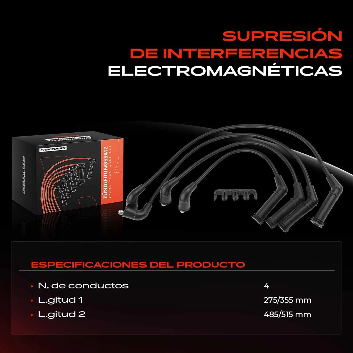 Frankberg 4x Juego de cables de encendido Compatible con i10 PA 1.1 Picanto SA 1.1 Getz TB 1.1 Atos MX 1.1 Picanto SA 1.0 Replace# ZEEF1530,2750102H00