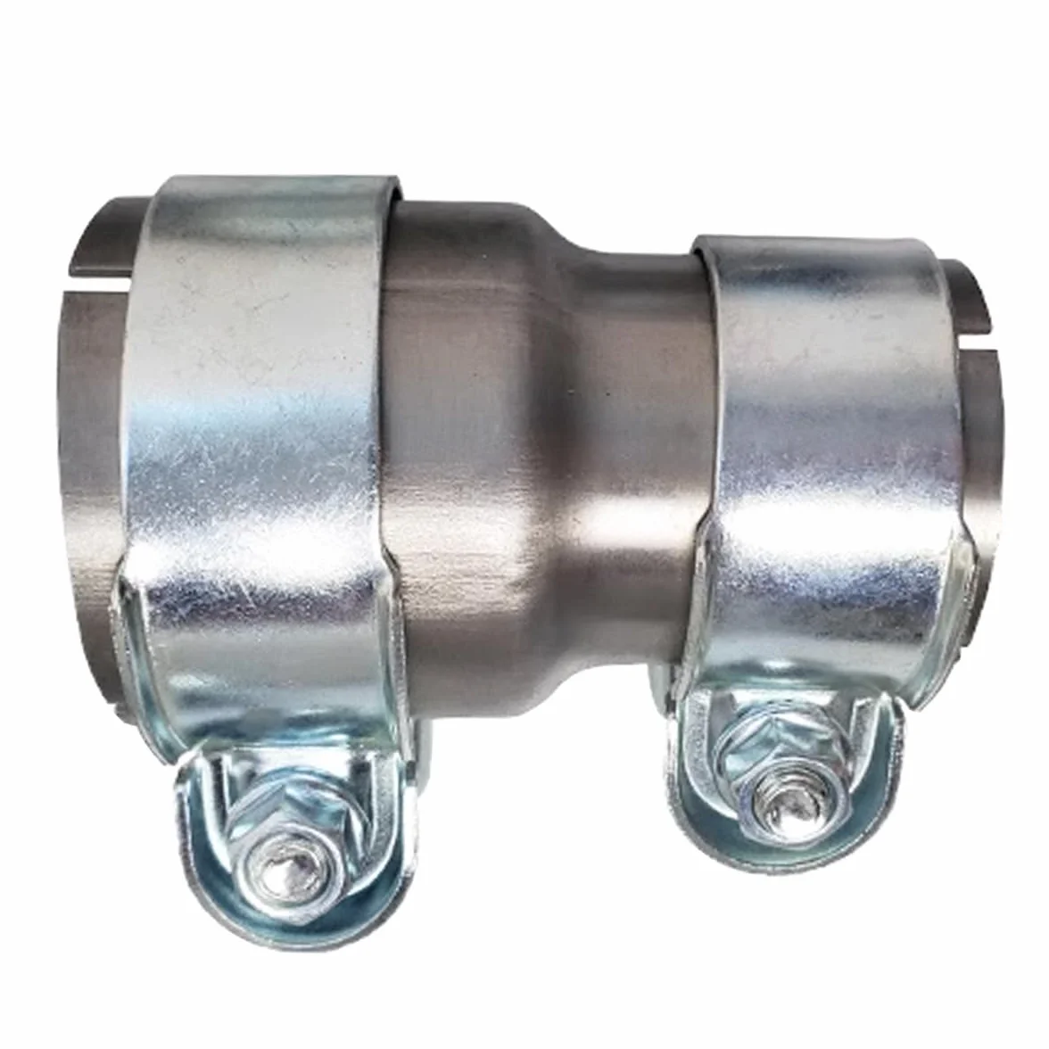 Abrazadera de Tubo de Escape 55mm a 63mm Reductor Abrazadera de Banda de Escape Acero Inoxidable Conector de Tubo de Escape con Junta a Tope Doble Abrazadera de Escape