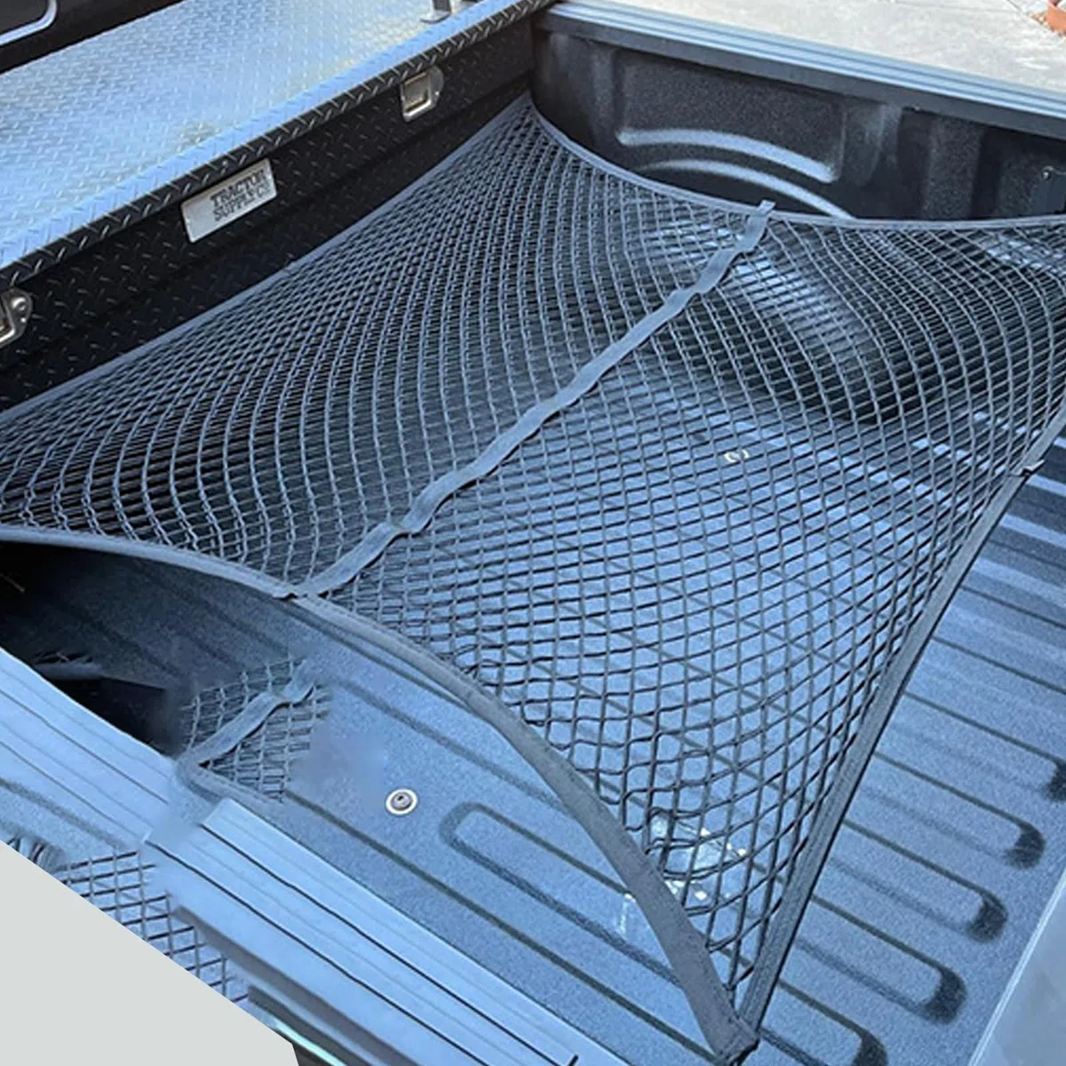 Red de carga elástica, 1,2 x 1,2 m, red de carga para maletero de coche, red de equipaje con 6 ganchos, organizador de red de almacenamiento de coche, malla para camiones, SUV