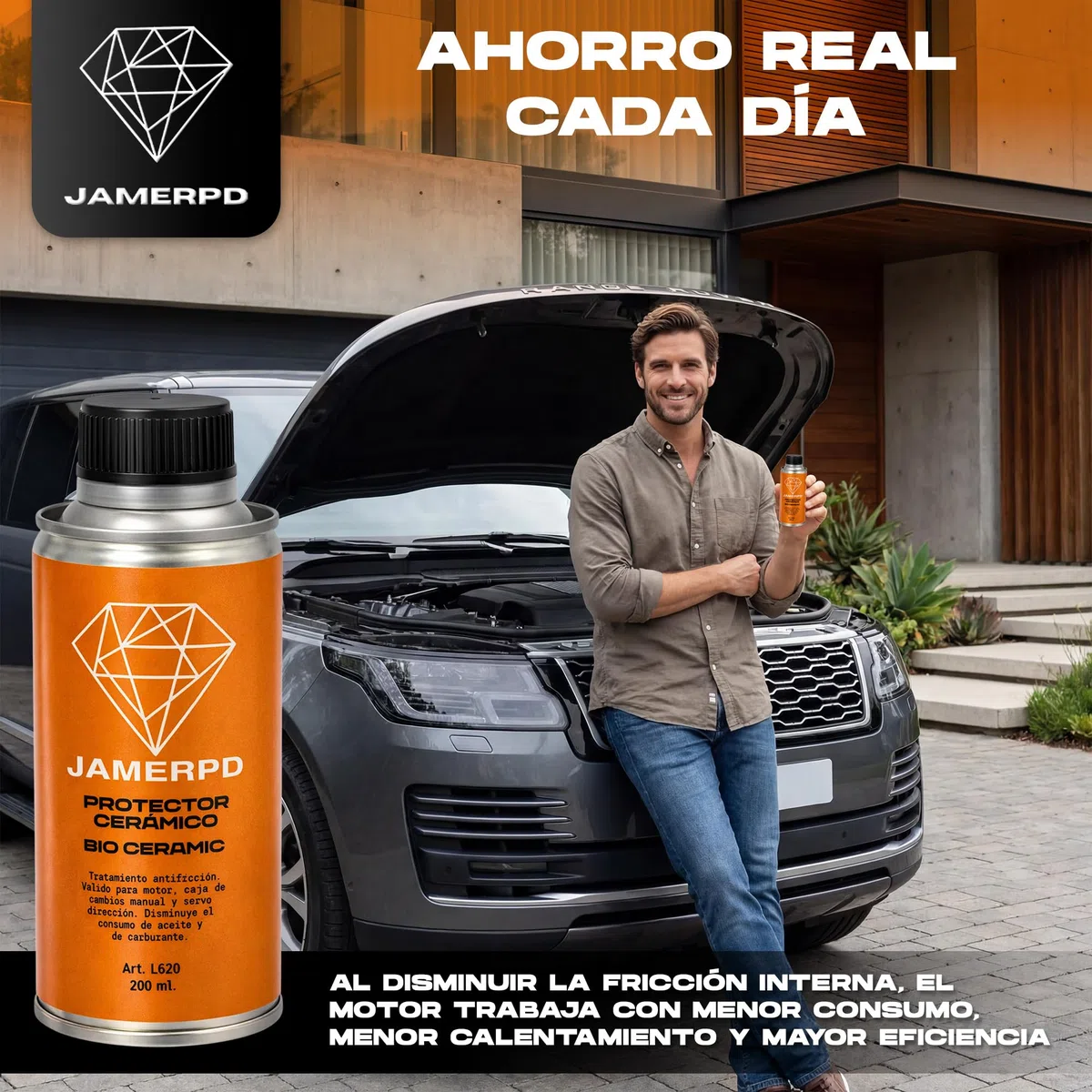 JAMERPD Protector Cerámico 200ml | Aditivo para Motor, Caja de Cambios y Dirección | Reduce Desgaste, Mejora Lubricación y Elimina Ruidos | Compatible con Diésel y Gasolina