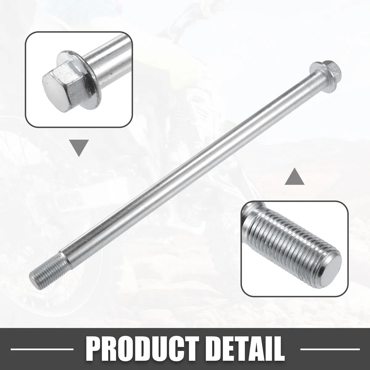 A ABSOPRO Eje delantero Trasero con Buje y Tornillo M14 258mm para Moto de Tierra Scooter ATV Rueda Eje de Acero Aleado Tono Plateado