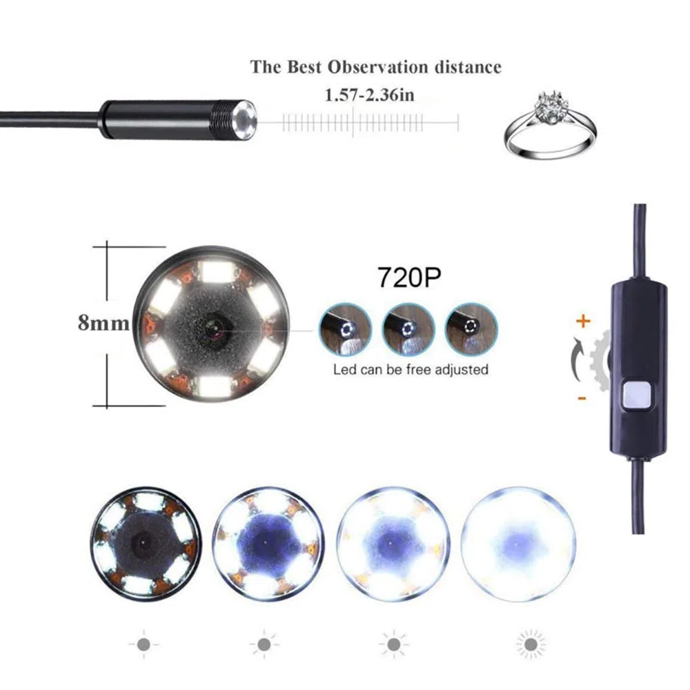 Cámara de inspección inalámbrica impermeable WiFi boroscopio endoscopio serpiente cámara con 6 LED para Android e IOS Smartphone, iPhone, iPad