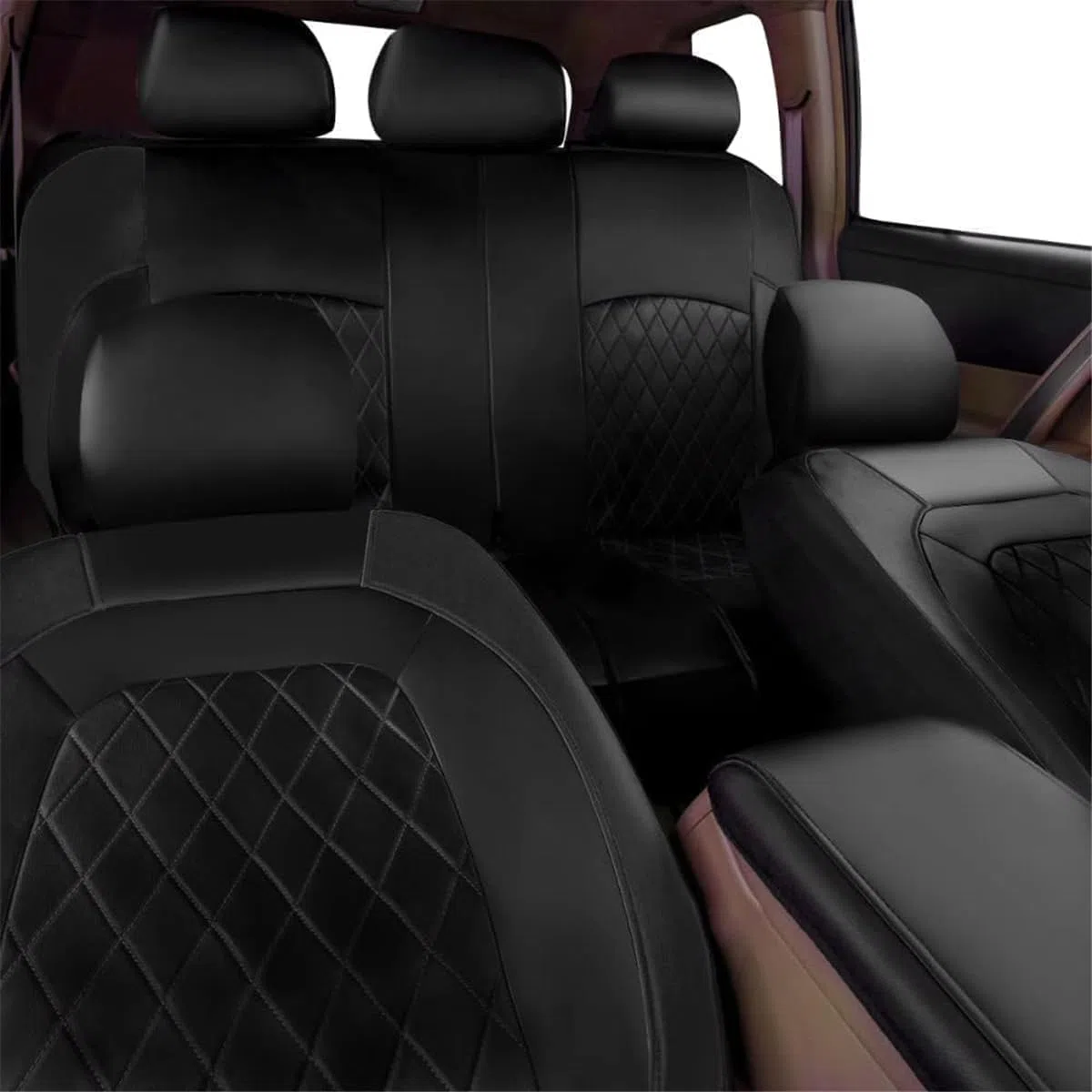 9 Piezas Cuero Funda Asiento Coche para Seat Ibiza 5-Door/Ibiza ST 6F 6J 6L 6L2 6L1 6K 6K2 6K1 1993-2025, Impermeables Cubreasientos Delanteros Y Traseros Interior Protector Accesorios