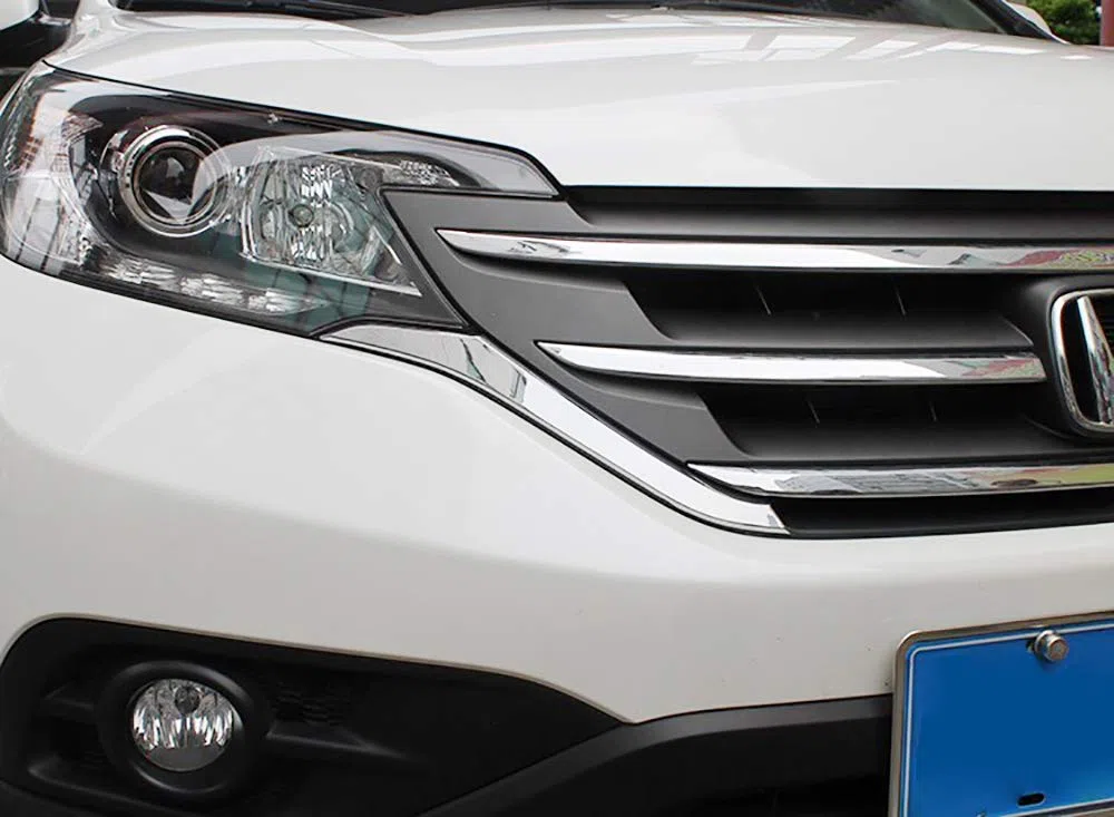 Rejilla del lado de la parrilla del lado frontal del automóvil Insertar para Honda CRV CR-V 2012 2013 2014 ABS cromo 2pcs / set