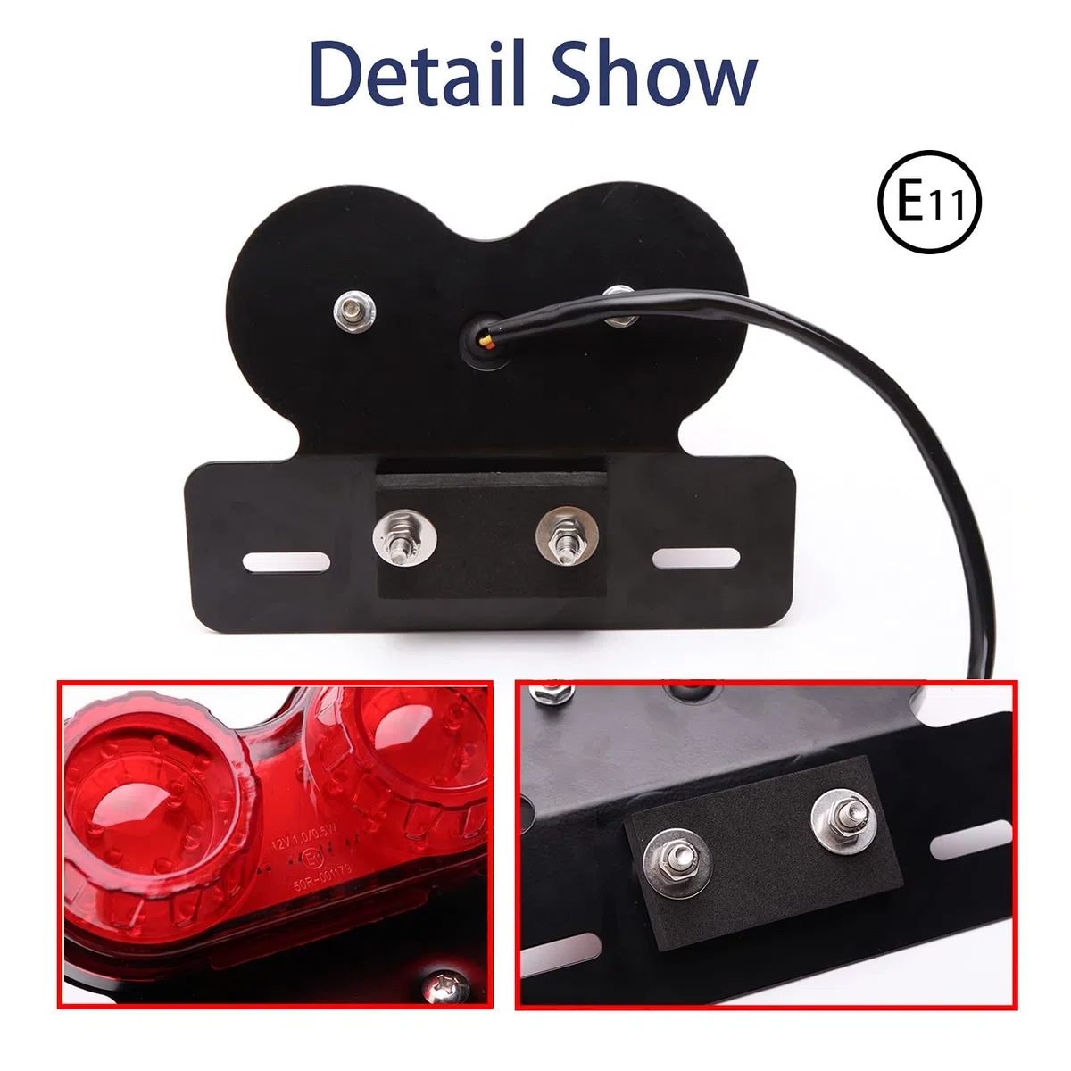 JMTBNO Luz Trasera Moto LED Homologados Intermitentes Integración Luz de Freno Señal de Giro Luz de Conducción con Soporte de Matrícula Universal 12V por Cruiser Bobber Chopper Cafe Racer