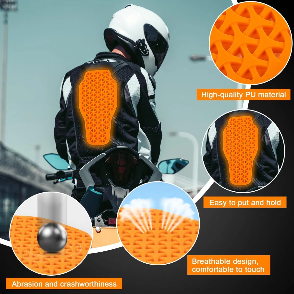 PSLER CE Nivel 1 Armadura de motocicleta CE Nivel 1 Insertos de chaqueta de motocicleta para chaquetas de motocicleta, espalda