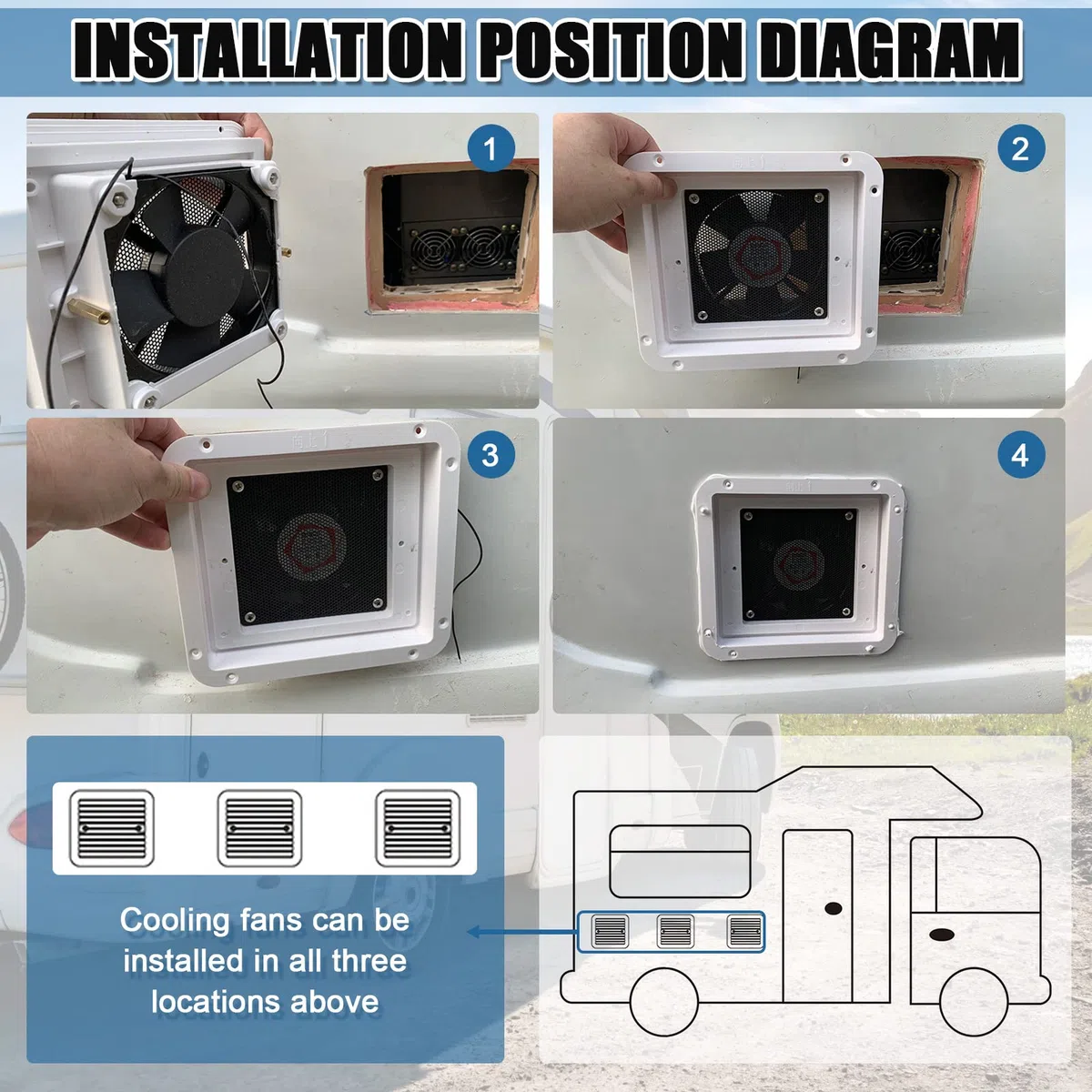 Extractor de Aire para Caravanas, 2,4W 12 V Ventilación de Aire Máxima para RV, Ventilador de Techo Extractor Reversible, Ventilador de Escape Lateral Silenciador para Autocaravana Remolque (Blanco)