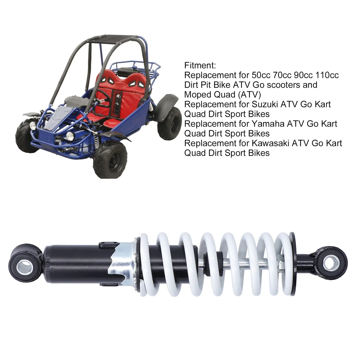 Amortiguador Trasero Universal de 250 Mm (9,8 Pulgadas), Amortiguador de Suspensión de Acero para Motos de Cross, Atv, Karts, Minimotos Eléctricas Y Quads