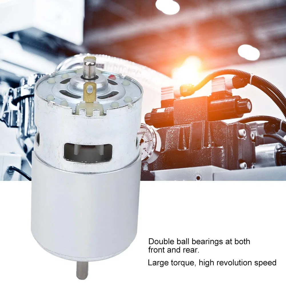 Motor de rodamiento de bolas, motor grande estable de CC 12-24 V, tornillo de alta velocidad doble para velocidad de alta revolución, diámetro del eje delantero y trasero d