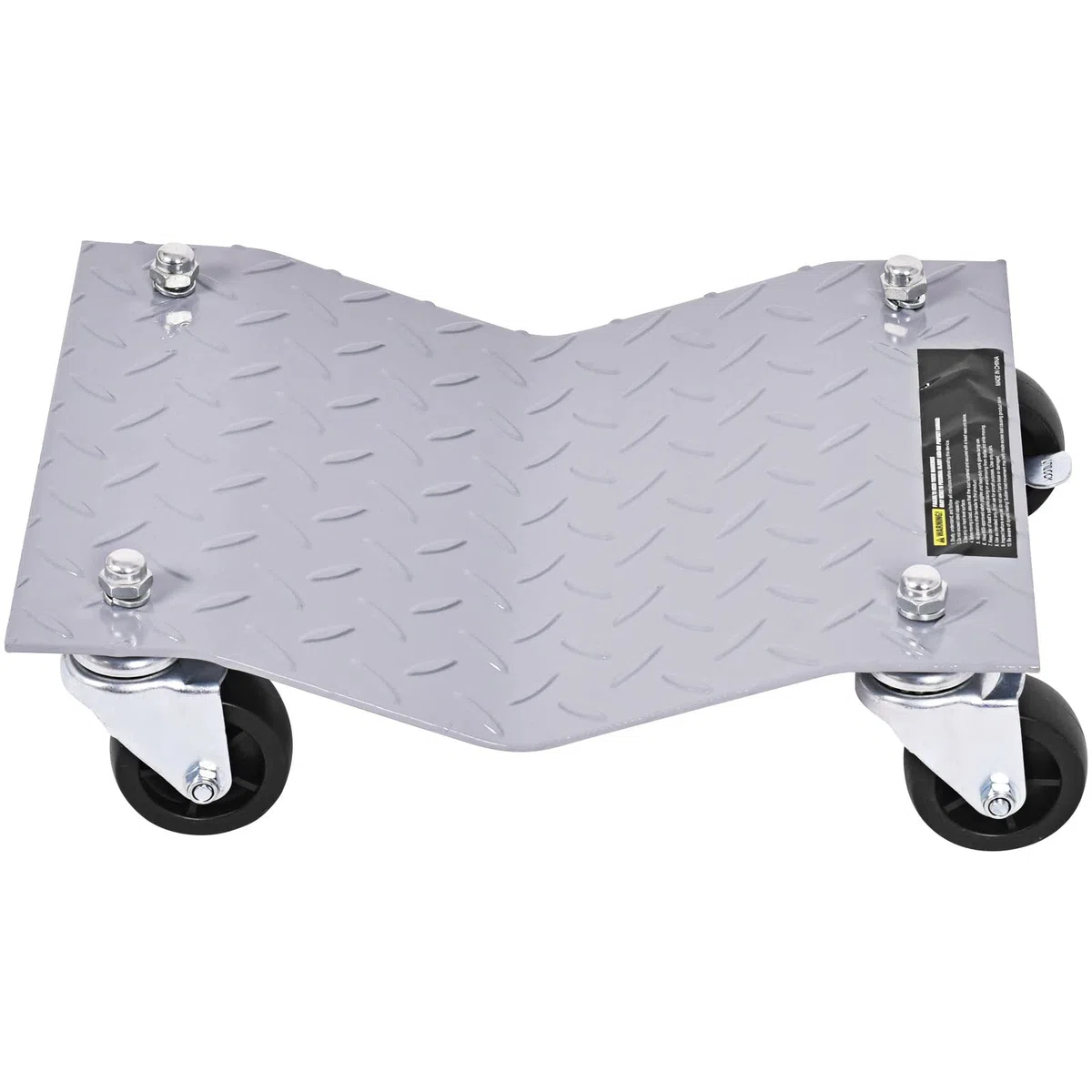 COSTWAY Juego de 4 Plataformas Rodantes Con Capacidad de 2720 KG, de Acero Con Ruedas Bloqueables y Mango, Para Mover Coches, Camiones, Tractores, Motocicletas, Gris