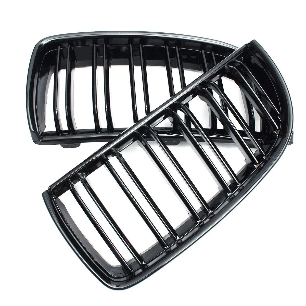 Viviance Par de Parrillas de riñón Deportivas de Doble listón Negro Brillante Compatible con BMW E90 E91 2005-2008