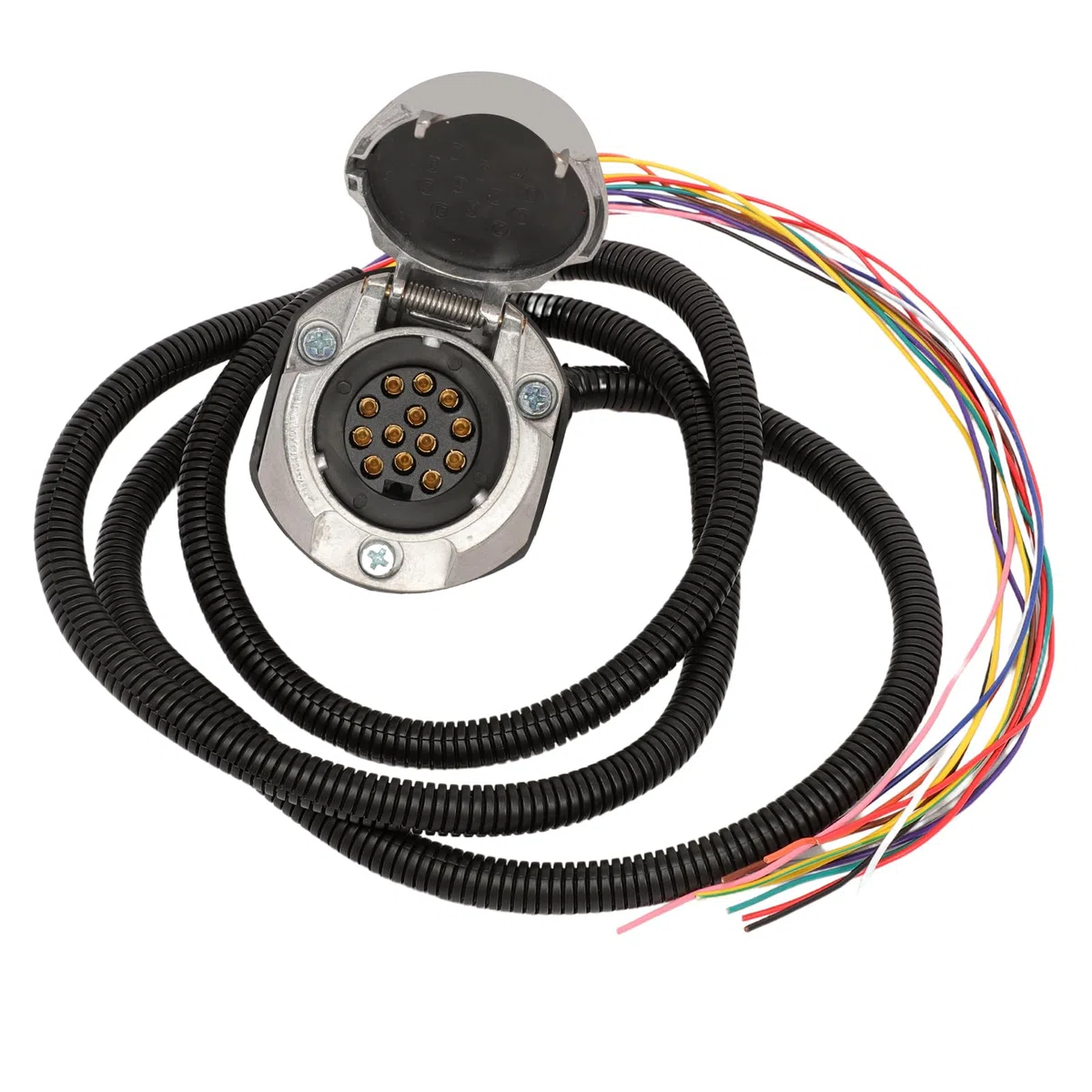 Enchufe Remolque 13 Pines con Cable Impermeable De 2 M, Arnés Pre-cableado De 13 Hilos, Norma ISO 11446, para Remolque, Caravana Y Vehículos Comerciales
