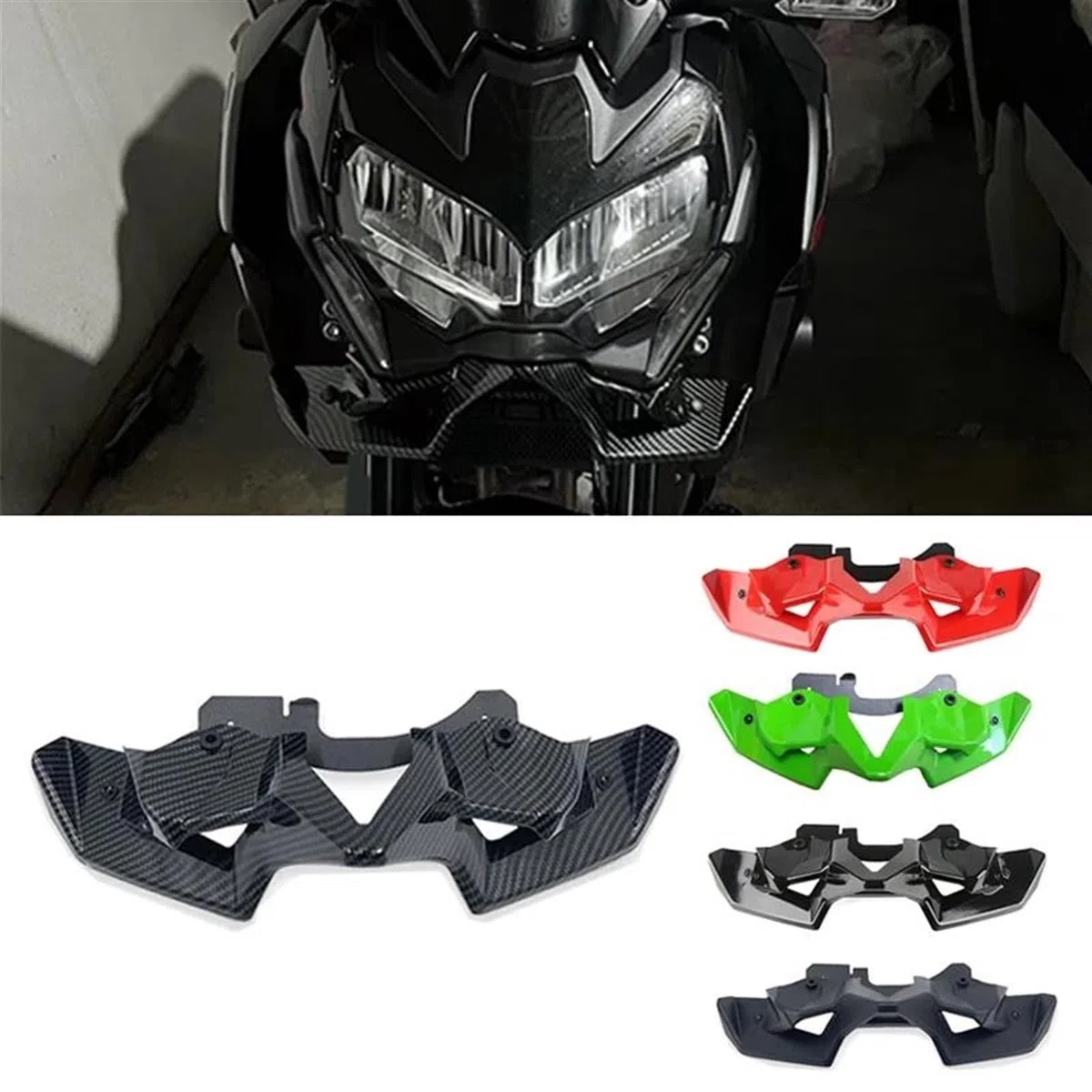 Alerón Delantero Kit Alerón Aerodinámico Alerón Delantero Desnudo Accesorio Motocicleta para Kawasaki para Z-900 2020-2024 Alerón ala Motocicleta(Negro Brillante)