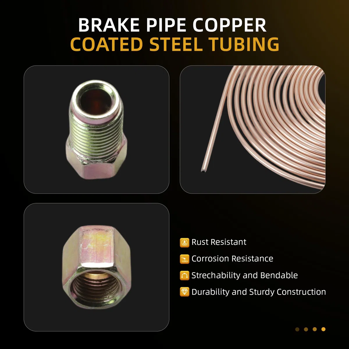 Tubo de freno de acero recubierto de cobre de 32.8 pies de 3/16 pulgadas kit de líneas de freno de repuesto para automóviles con 20 accesorios de tuercas (32.8 pies de 3/16 pulgadas)