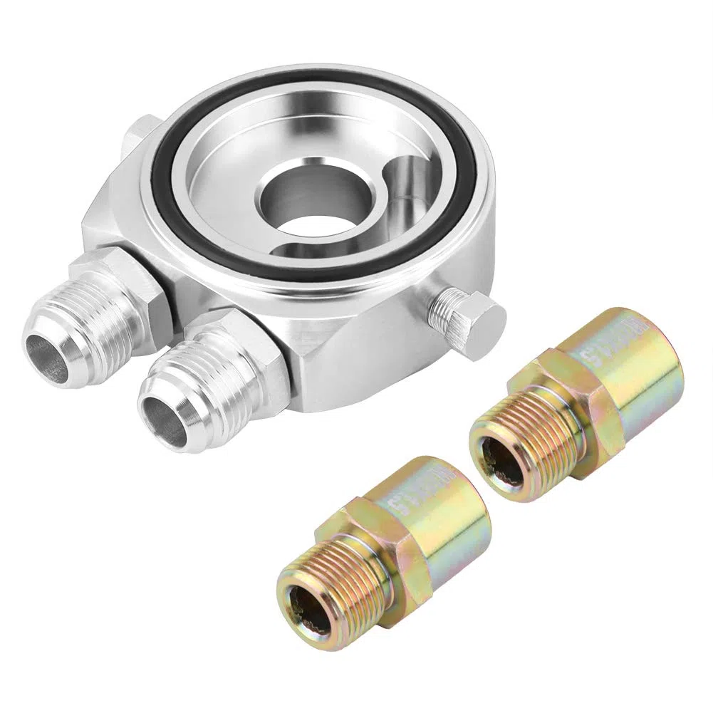 Adaptador de filtro de aceite Aramox tipo sándwich M20 x 1.5, kit de radiador enfriador de aceite 1/8 NPT, aleación de aluminio con juego de reemplazo de juntas extra
