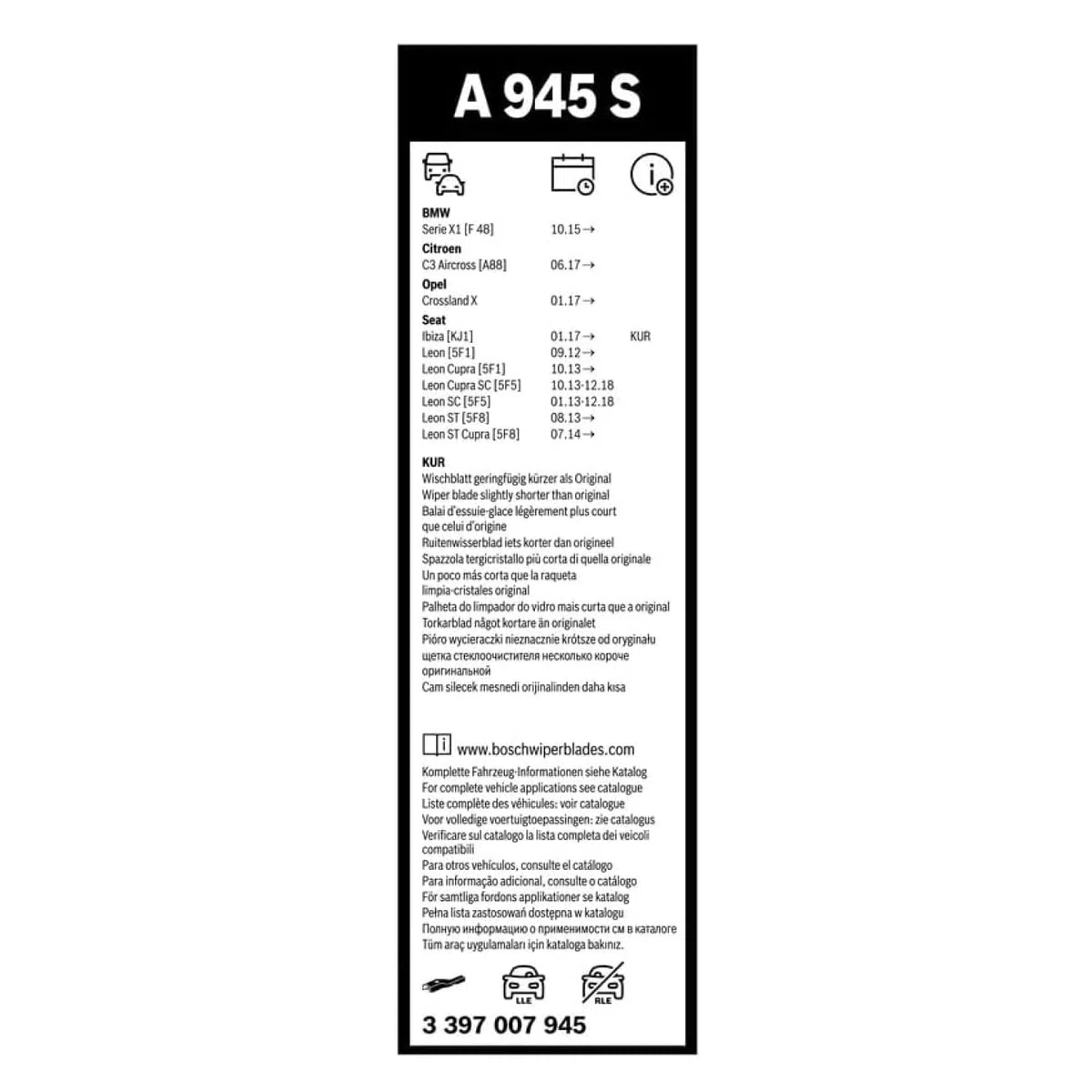 BOSCH Wischerblatt Aerotwin Spoiler A945S 3397007945