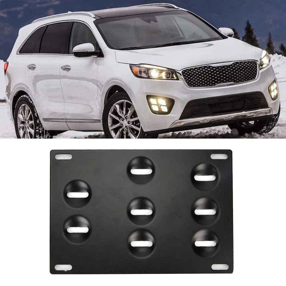 Aramox Portaplacas Para Auto Soporte de matr¨ªcula, aleaci¨de aluminio Parachoques delantero del coche Gancho de remolque Soporte montaje de placa de matr¨ªcula 8 agujeros Soporte ajustable