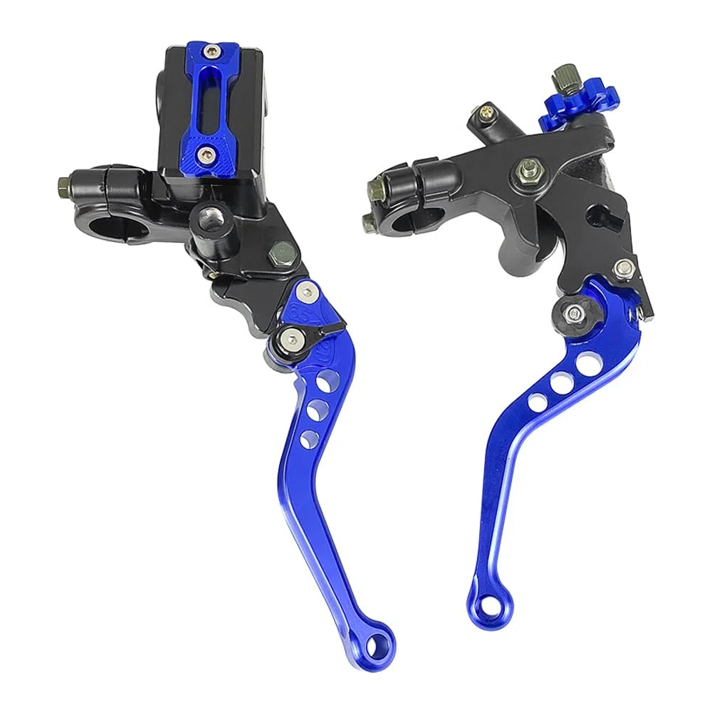 Upgrade 7/8 pulgadas 22 mm Universal Bomba Cilindro Maestro de Freno Palanca de embrague Izquierda Derecha Juego Compatible con Polaris Yama-ha Suzuki Honda Kawa-saki Motocicleta (azul)