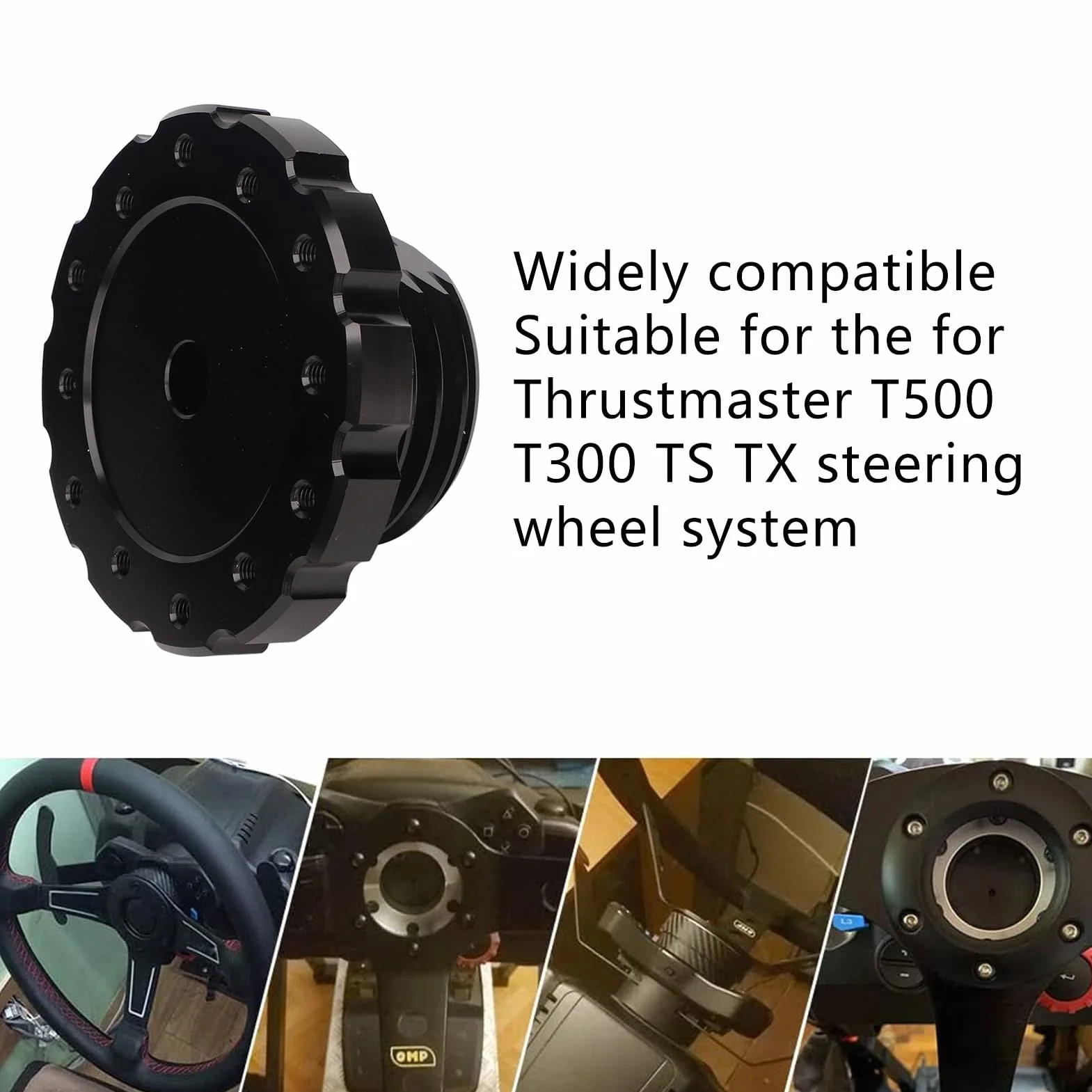 Adaptador de Volante Racing, Adaptador Gaming de Aluminio para T300 T500 TX con Collares, para, Luisi, NRG PCD Mm (Negro)