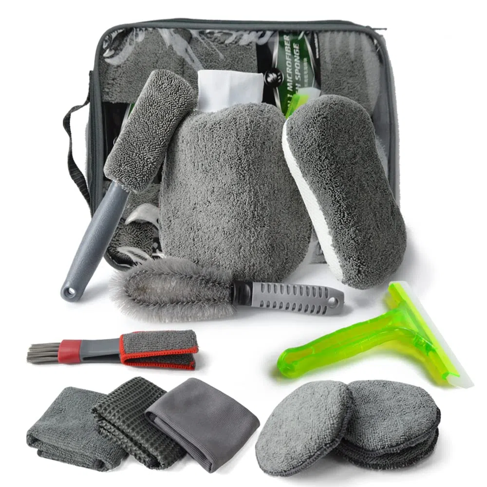 MEISHANG Set Limpieza Coche,Mitón de Microfibra Toalla,Kit Limpieza Coche,Toalla de Lavado de Autos,Cepillo para Llantas,Juego de para el Lavado del Coche