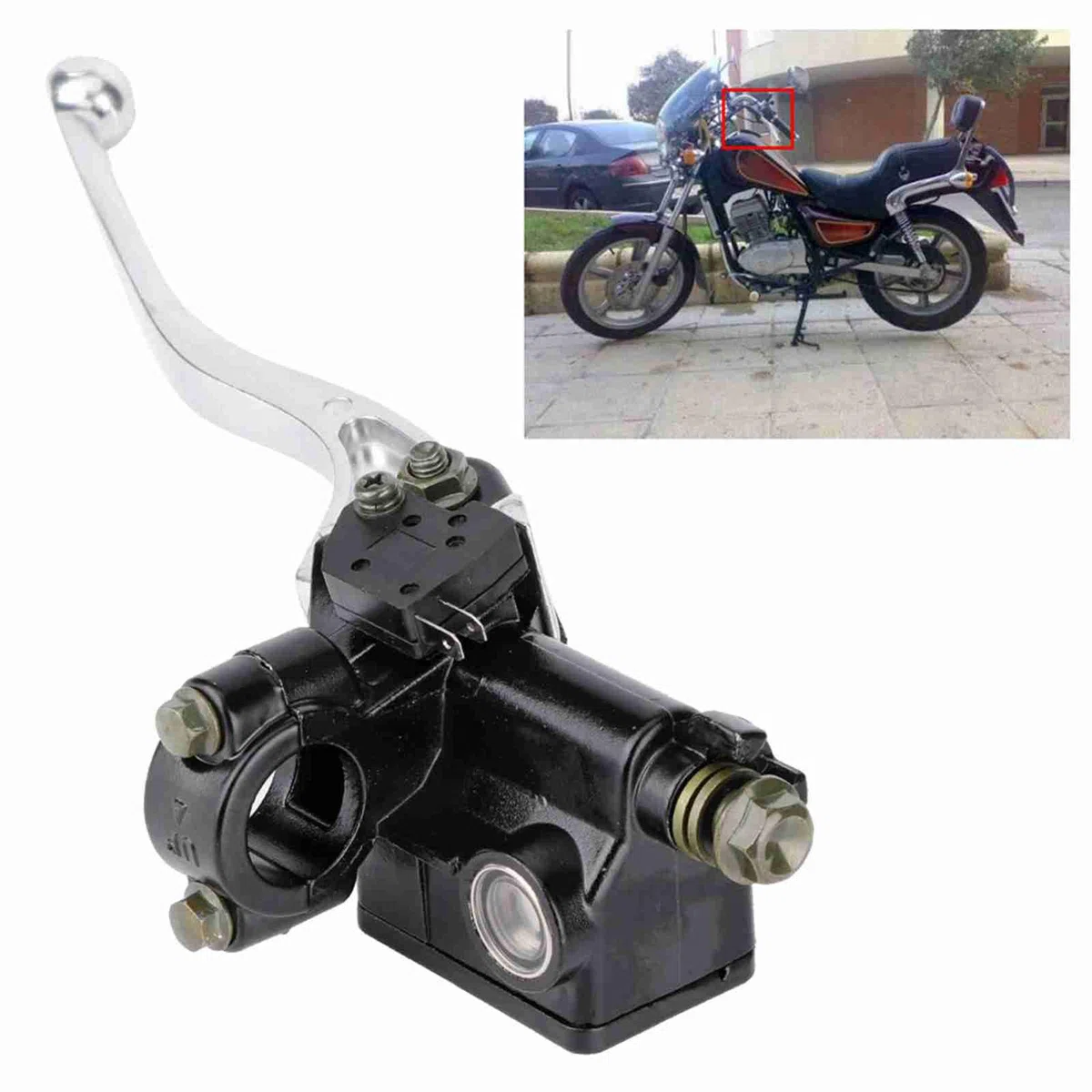 Aramox Palanca de Embrague y Freno Delantero 7/8", Cilindro Maestro para Motocicleta compatible con CB CBR250 MC19 VT250 MC20, Negro y Plateado