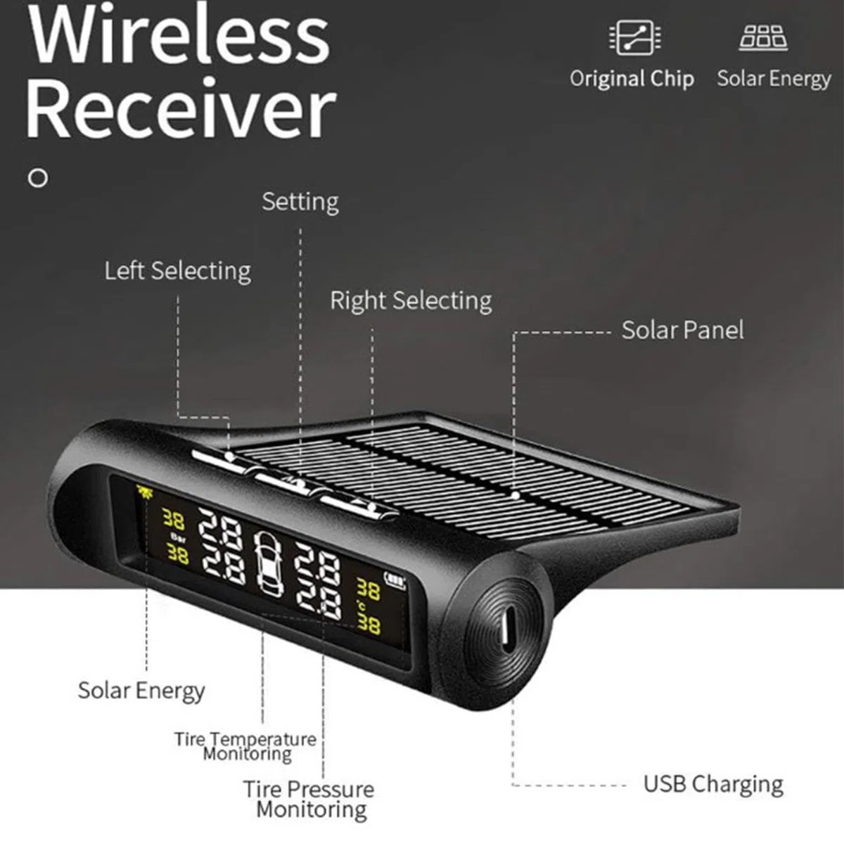 de control de presión de neumáticos de remolque,Monitor de presión de neumáticos,Sensores de presión de neumáticos con carga USB, paquete de 4 | Sensores de neumáticos a prueba de polvo, sensor de pre