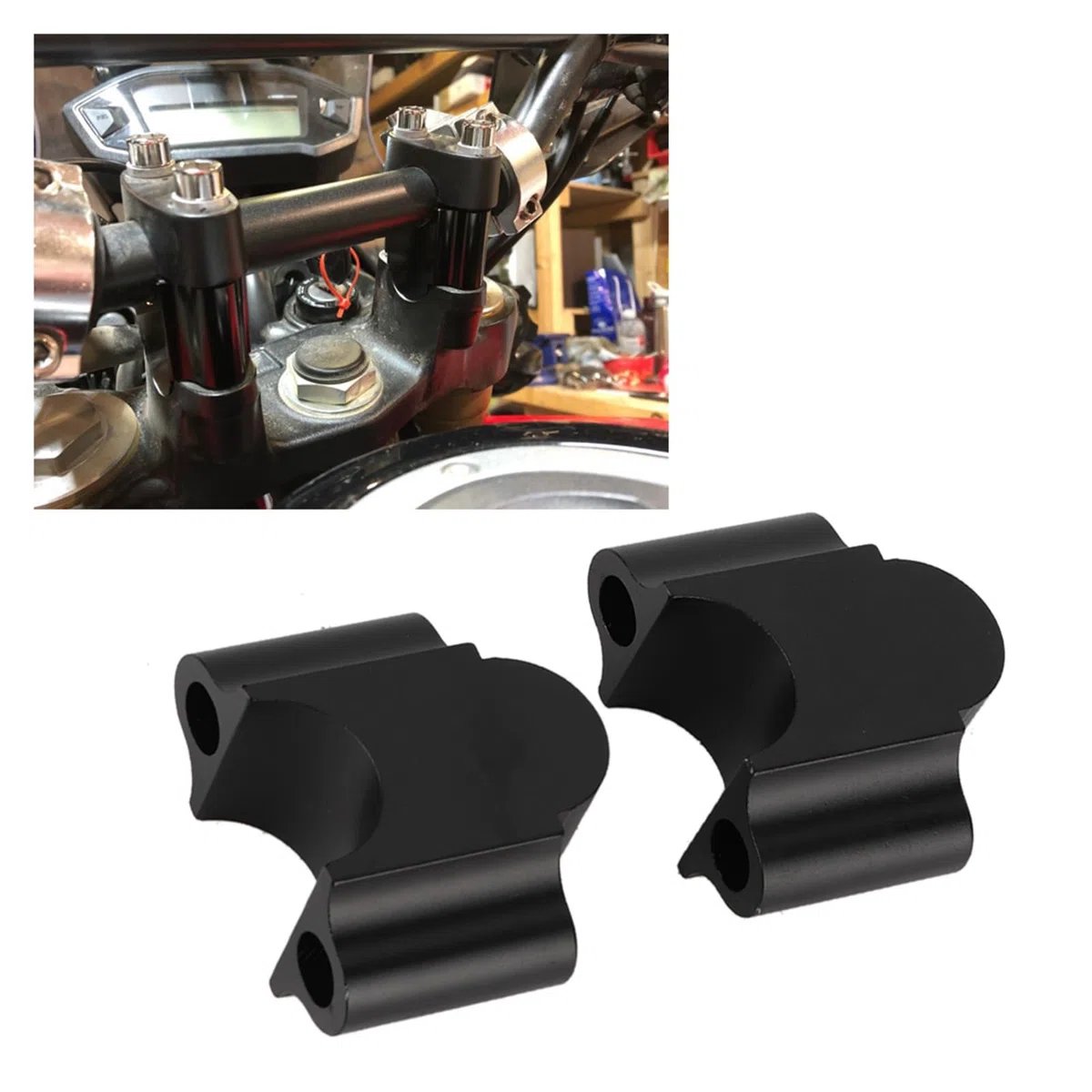 Elevador De Manillar, Elevador De Manillar De Aleación De Aluminio Universal Abrazadera Elevadora De Manillar De Motocicleta De 7/8 '' 22 Mm(negro)