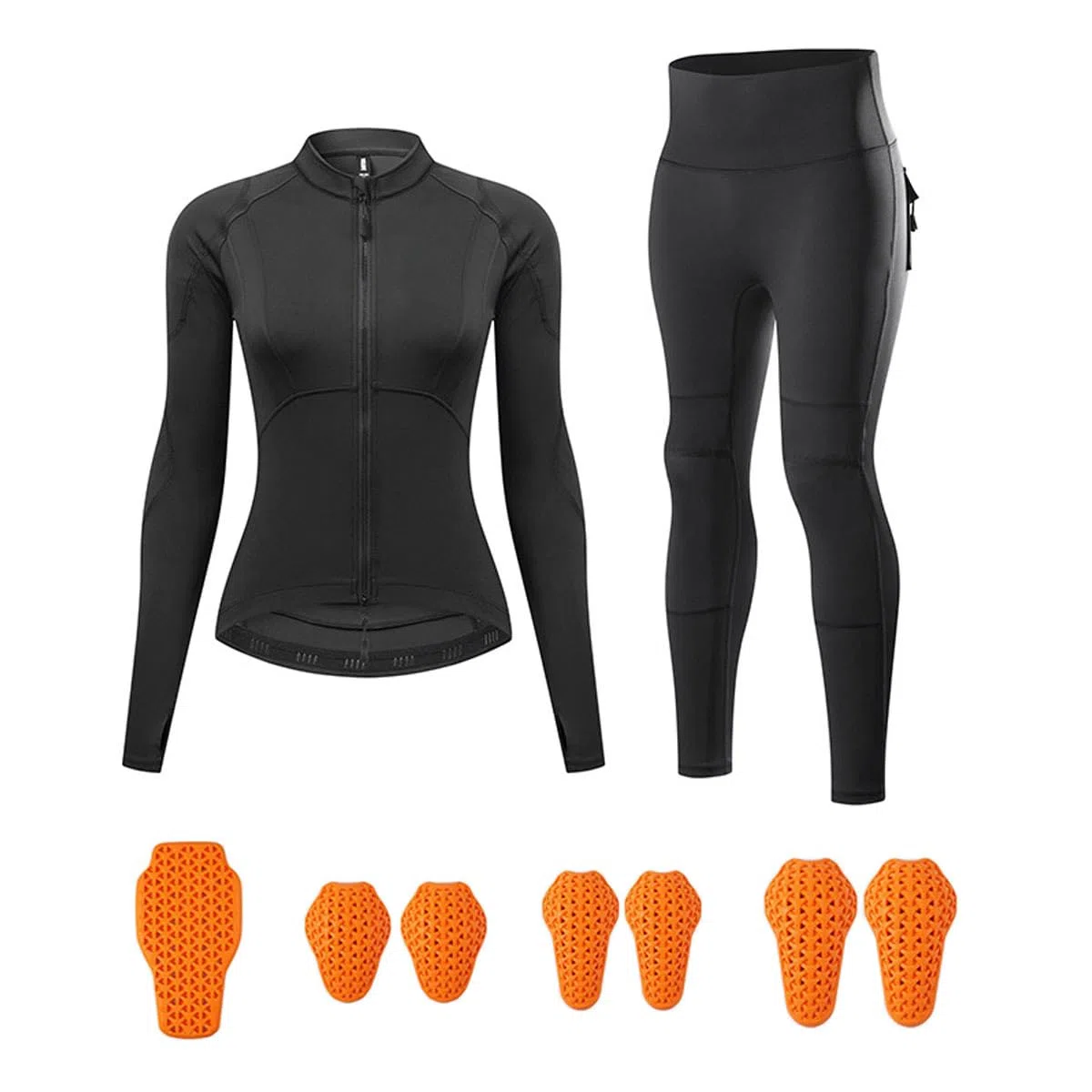 Conjunto de chaqueta y pantalones de moto para mujer con protecciones CE extraíbles, traje de ciclismo transpirable, equipación de moto cortavientos para conducir al aire l(Size:L,Color:Black 2)