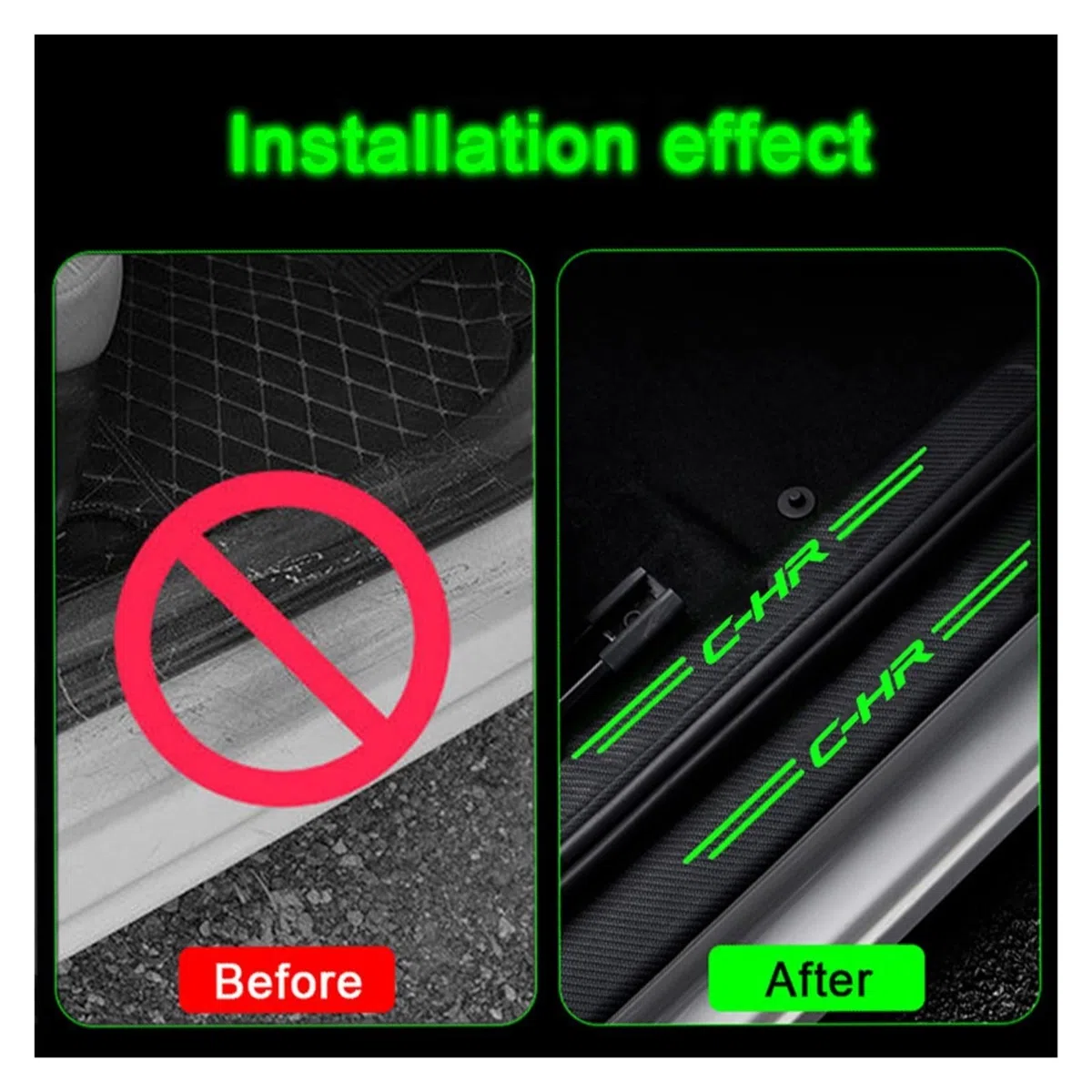 Pegatinas Luminosas para Umbral de Puerta, Pegatinas Protectoras para Parachoques de Maletero, compatibles con Toyota CHR C-HR 2016-2022 (Color: 4pcs Door Sill)