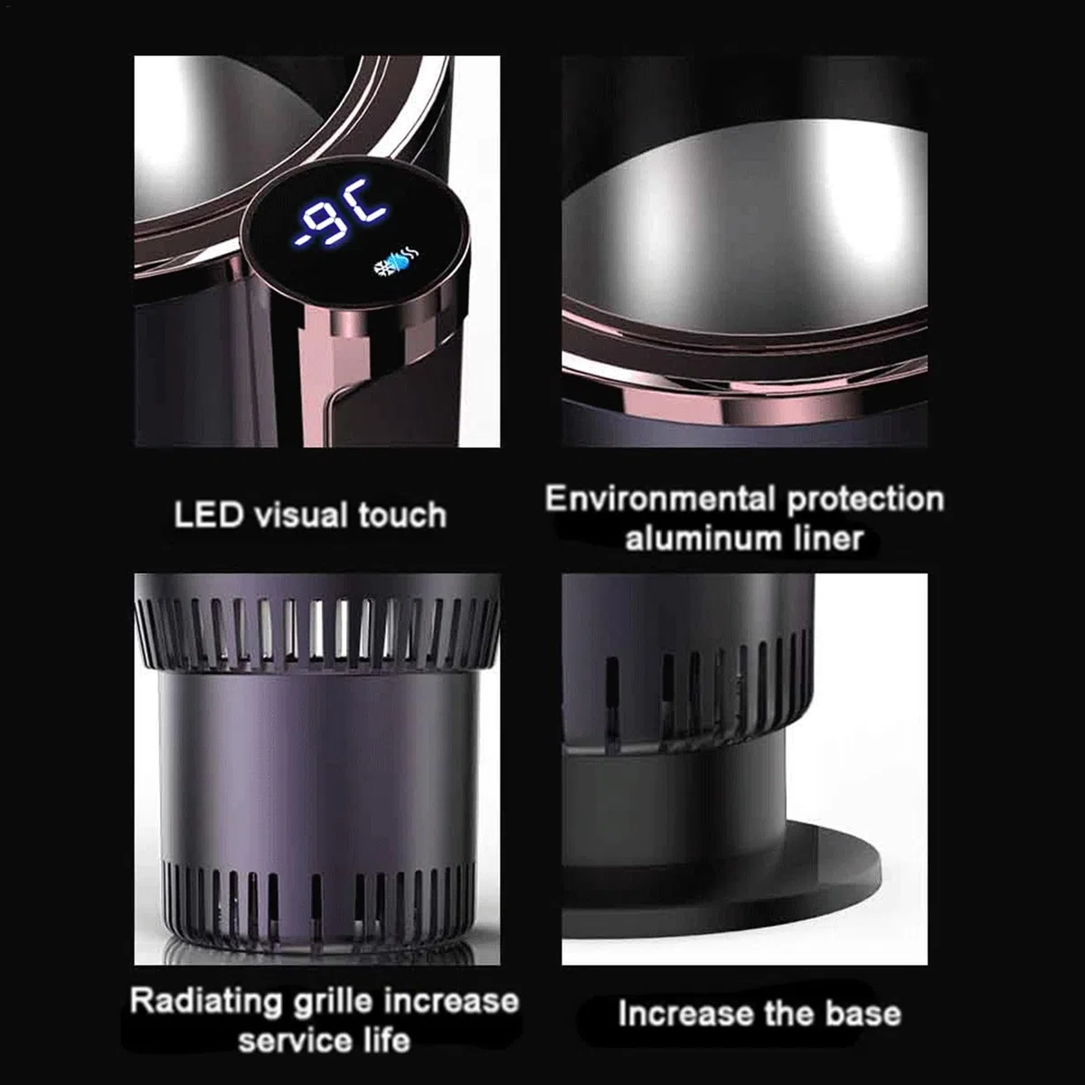 Calentador de agua para coche, calentador de café y enfriador de agua 2 en 1, soporte antideslizante para bebidas para coche, soporte para bebidas de coche con pantalla LCD, expansor de taza de coche