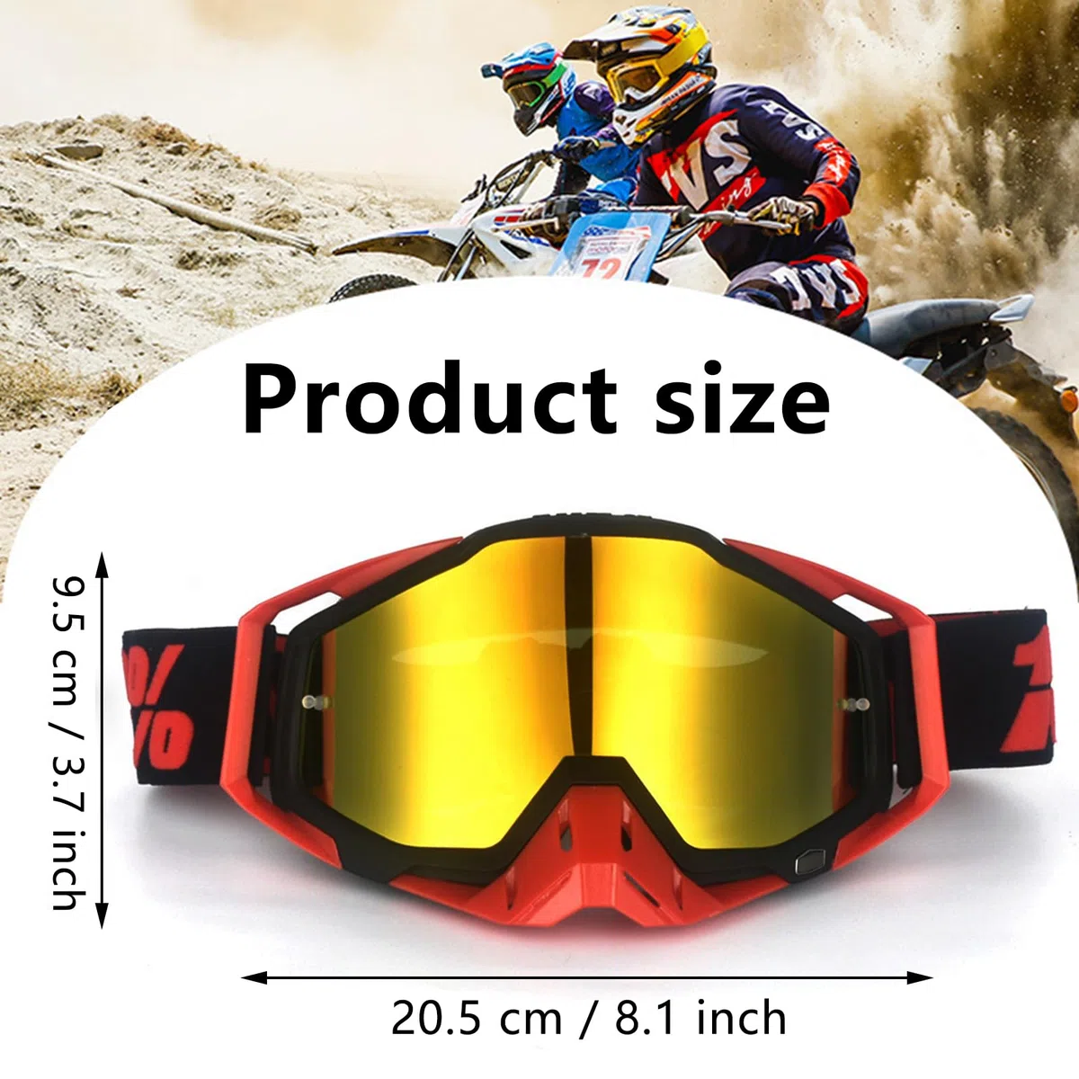 Gafas de motocross, a prueba de viento, a prueba de polvo, gafas de esquí, gafas de cross, gafas de esquí antiniebla, gafas de esquí UV, para ciclismo, carreras de fondo, ATV, UTV (negro 15)