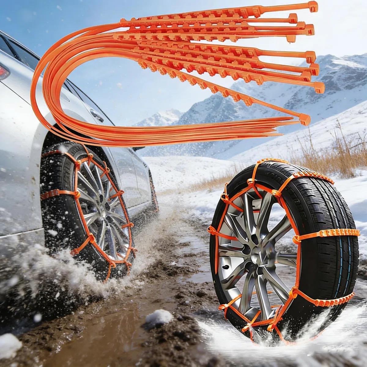 20 cadenas de nieve antideslizantes para neumáticos, bridas, universales, reutilizables, para coches, todoterrenos, SUV, aptas para barro de nieve y colgantes, compatibles con 205 55 R16 205