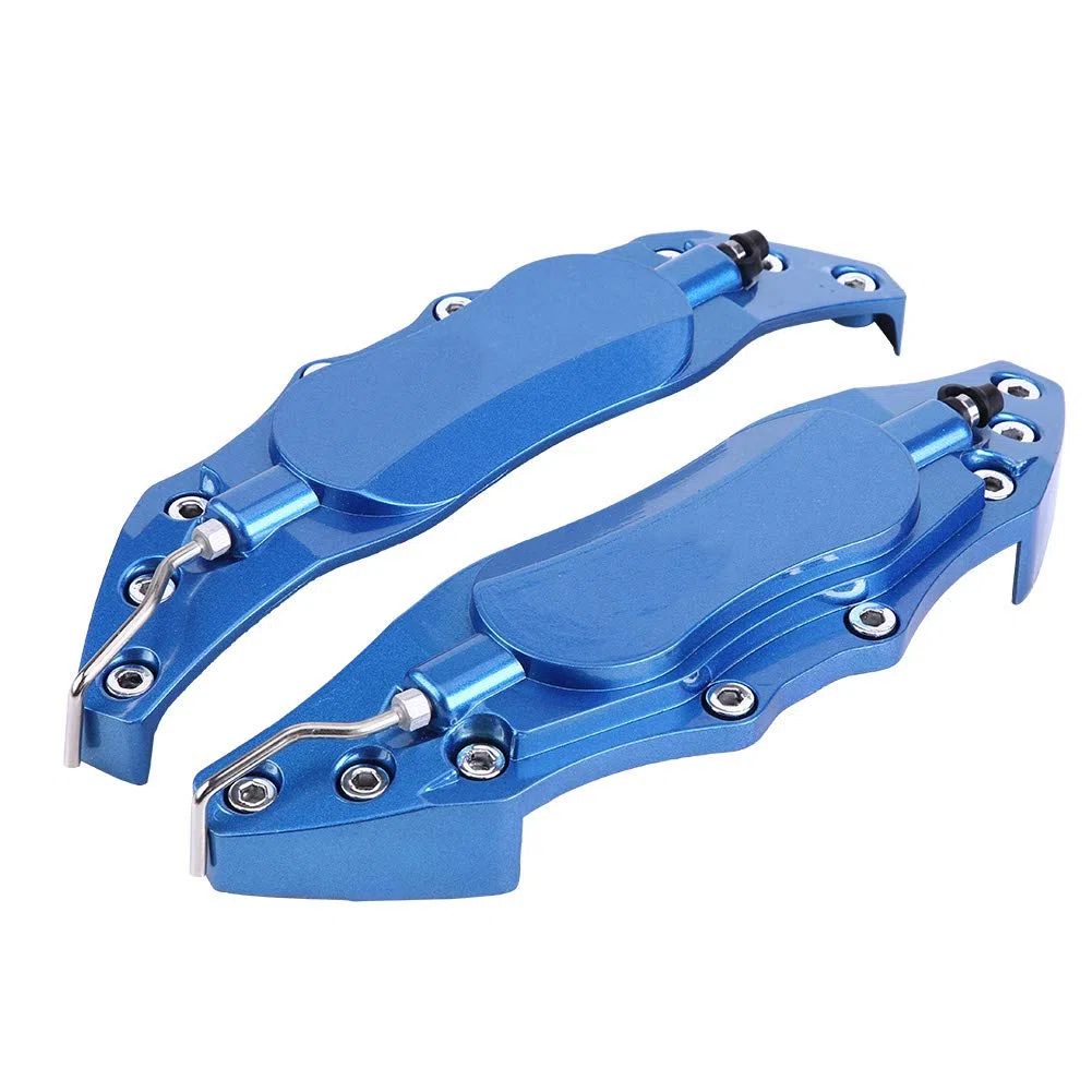 Cubierta de pinza de freno de disco, 2 piezas de aluminio para coche, cubierta protectora de pinza de freno para cubo de rueda de 16 a 17 pulgadas, medio(Azul)