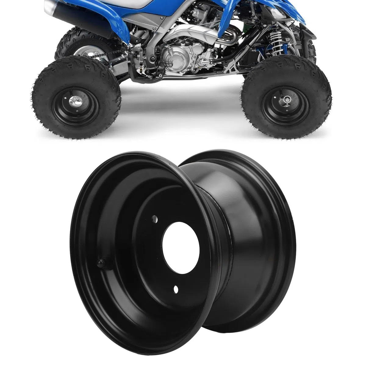 SIXRUN Llanta de Aleación de Aluminio 16X8.00-7, 7 Pulgadas, Negro, 3 Agujeros, Resistente para ATV, UTV, Karts