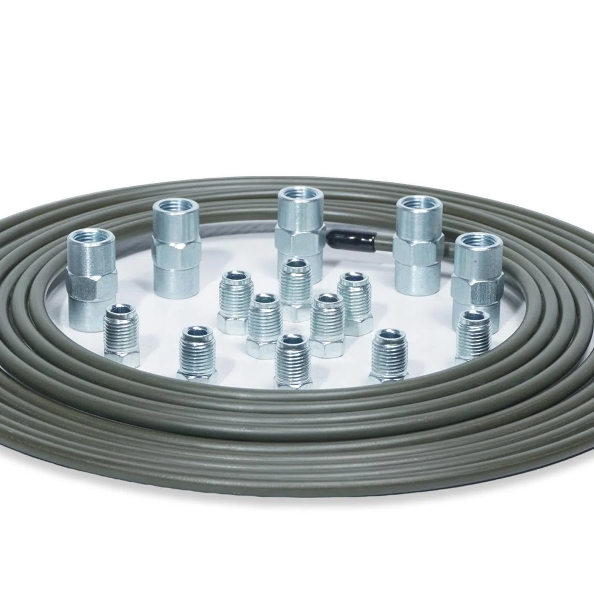 Línea de freno de 10 m Ø 4,75 mm tubo de freno con 10 juntas roscadas + 5 conectores, línea de acero recubierta de cobre para sistemas de frenos hidráulicos de automóviles