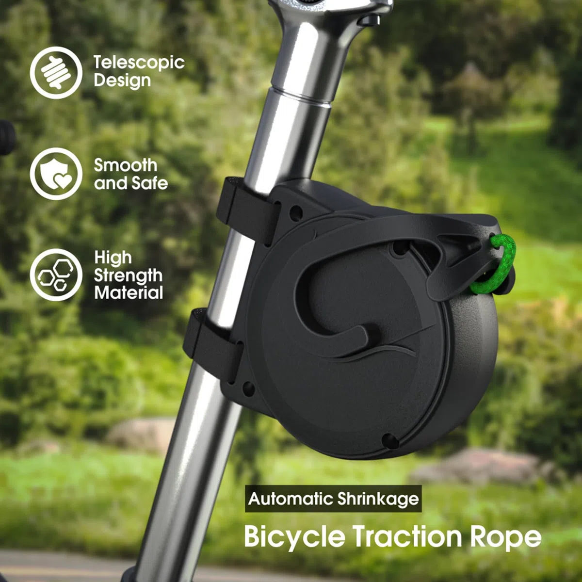 Remolcador Bicicleta, Cuerda Remolque Bici Niños y Adultos, Tow Rope Strap MTB y Montaña, Instalación Fácil sin Herramientas, hasta 200 kg