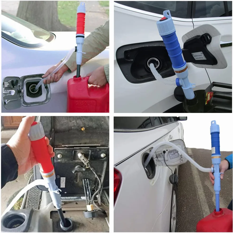 ETOPARS Azul Batería Bomba de Sifón de Transferencia Bomba Pilas líquido Agua eléctrica Manual Bomba Manguera Combustible Aceite Gasolina Bomba Mano